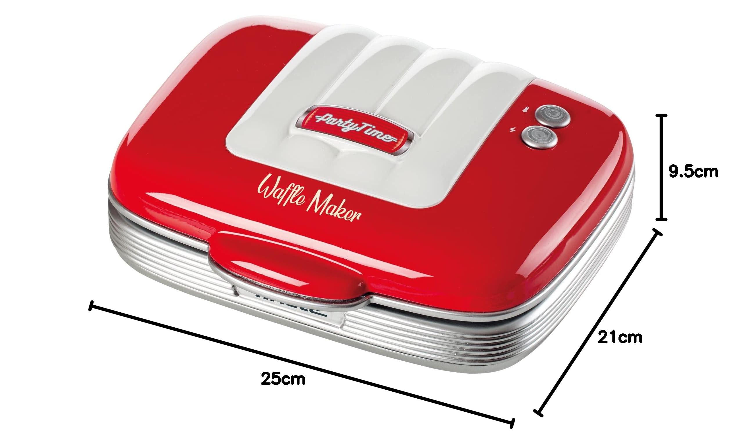 Ariete 1973 Non-Stick Waffle Maker 700W - Red Electric Waffle Iron with Removable Plates - Perfect for Breakfast, Brunch & Party Snacks
