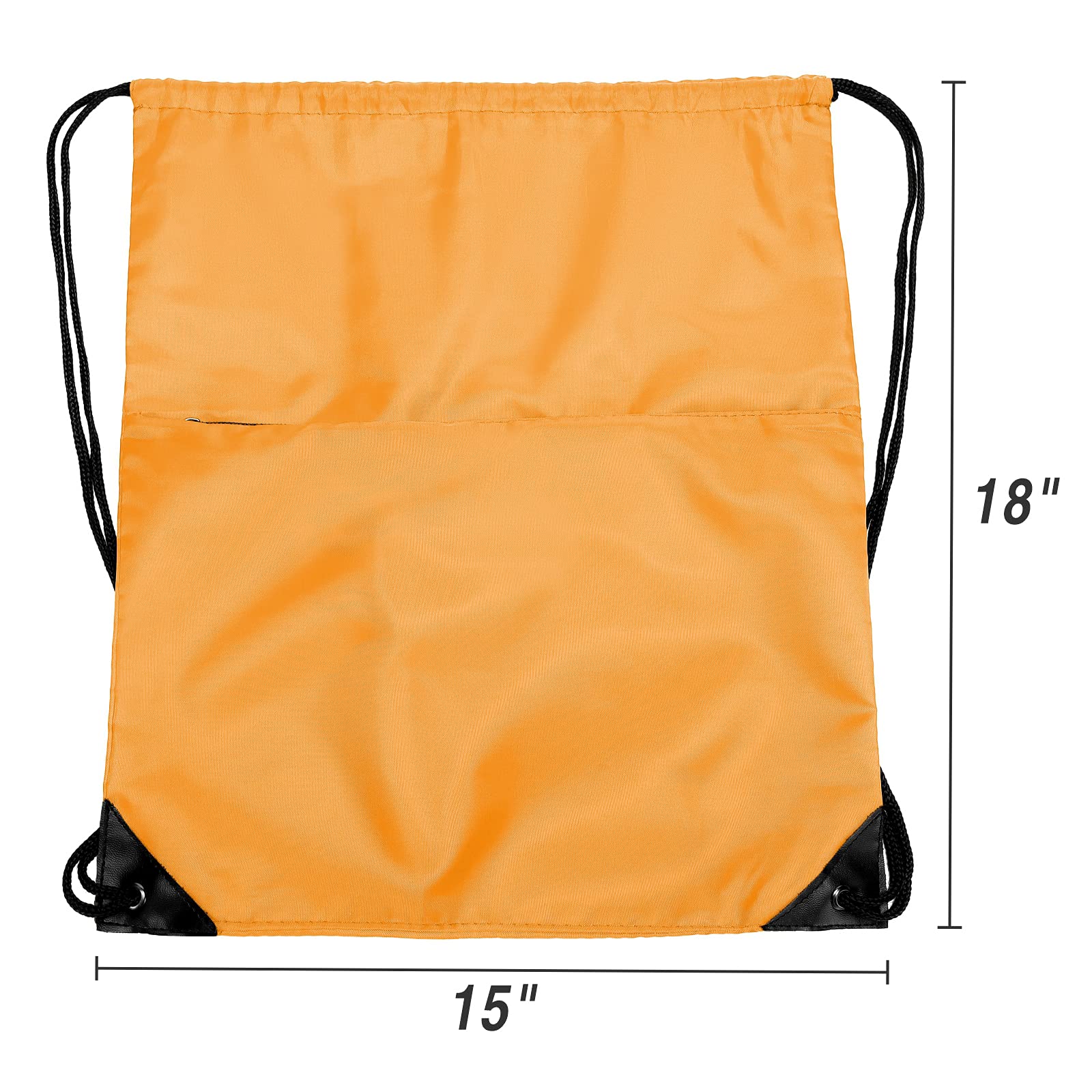 Water Resistant Drawstring Backpack with Zipper - Lightweight Sports Gym Sackpack for Men & Women - Large Durable String Bag for Running, Travel & Workout - Orange