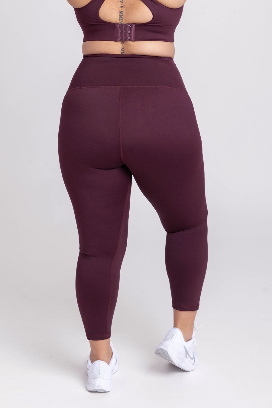 Essential High Waist 7/8 Workout Leggings for Women - Comfortable & Stretchy Yoga Pants in Wine Red - Perfect for Gym, Running, and Lounge Wear