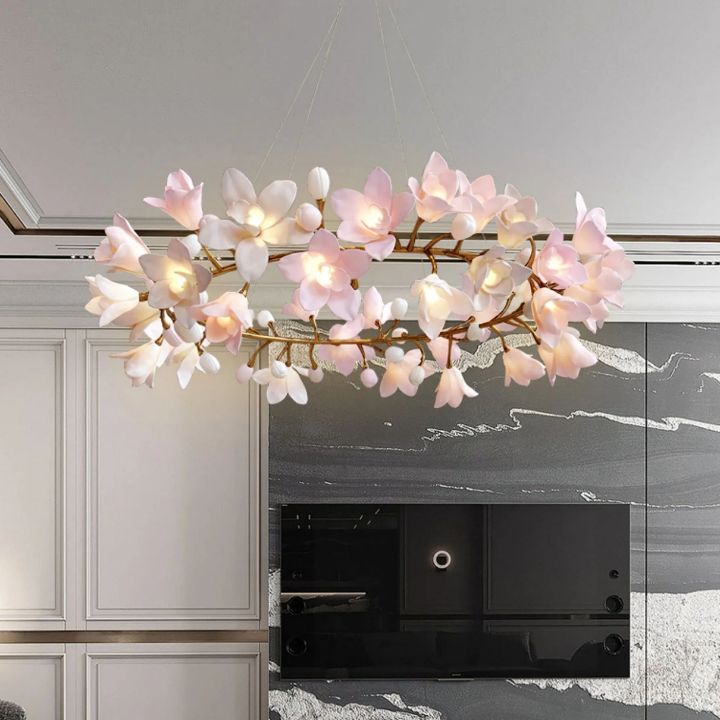 Elegant Floral Ceiling Light - Modern Circular Blossom Chandelier for Dining Room, Bedroom & Living Room Decor