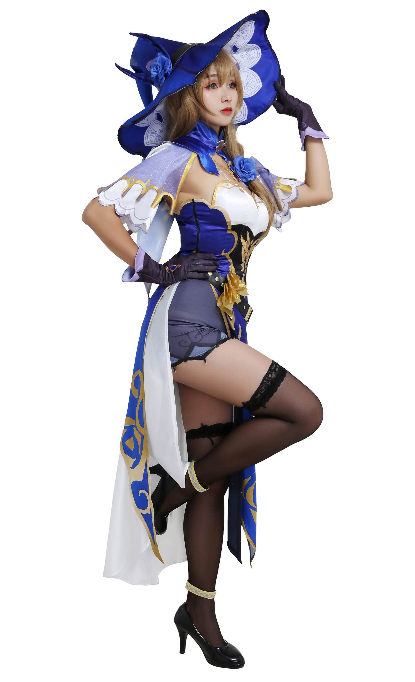 Women's Anime Witch Cosplay Costume Full Set with Hat & Stockings - Perfect for Halloween, Comic Con & Game Character Dress Up