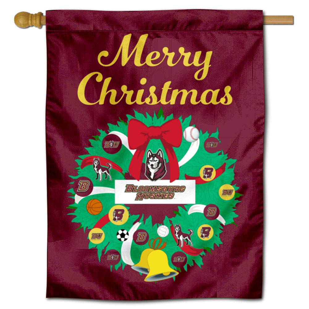Bloomsburg Huskies Happy Holidays Christmas Banner Flag - Perfect for Home Decor, School Spirit, and Festive Celebrations