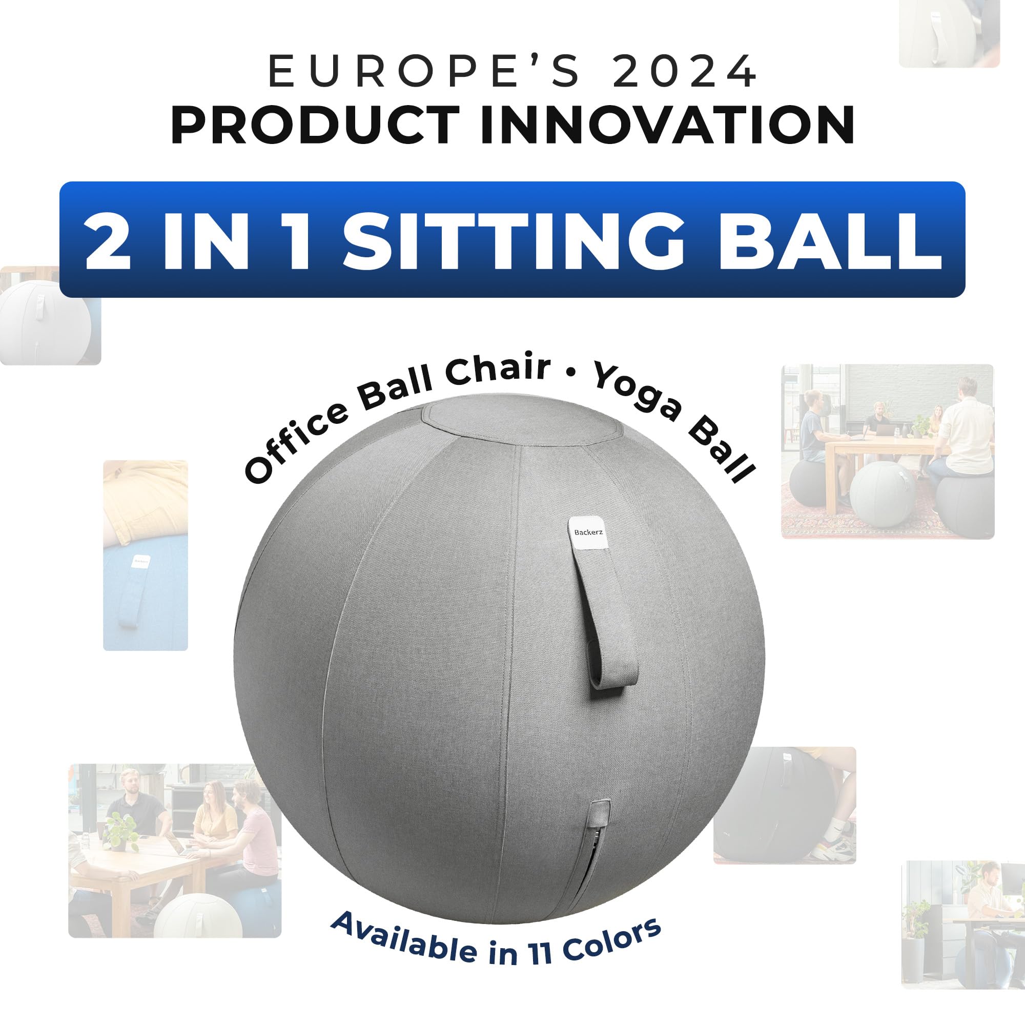 Ergonomic Balance Ball Chair for Office & Home - Posture Corrector & Back Pain Relief for Work & Yoga
