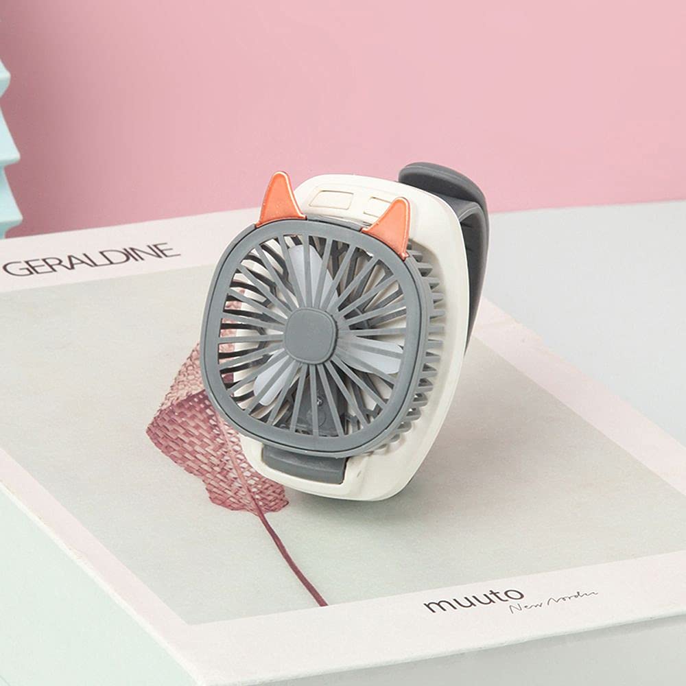 RDLK Mini Cat-Shaped Watch Fan - Portable USB Rechargeable Handheld Fan for Kids & Adults - Perfect for Outdoor Travel, Hiking, Camping & Summer Activities