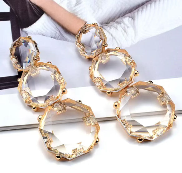 Clear Crystal Drop Earrings - Sparkling Dangling Jewelry for Women, Elegant Party & Wedding Accessories | Perfect for Evening Events, Prom, and Special Occasions