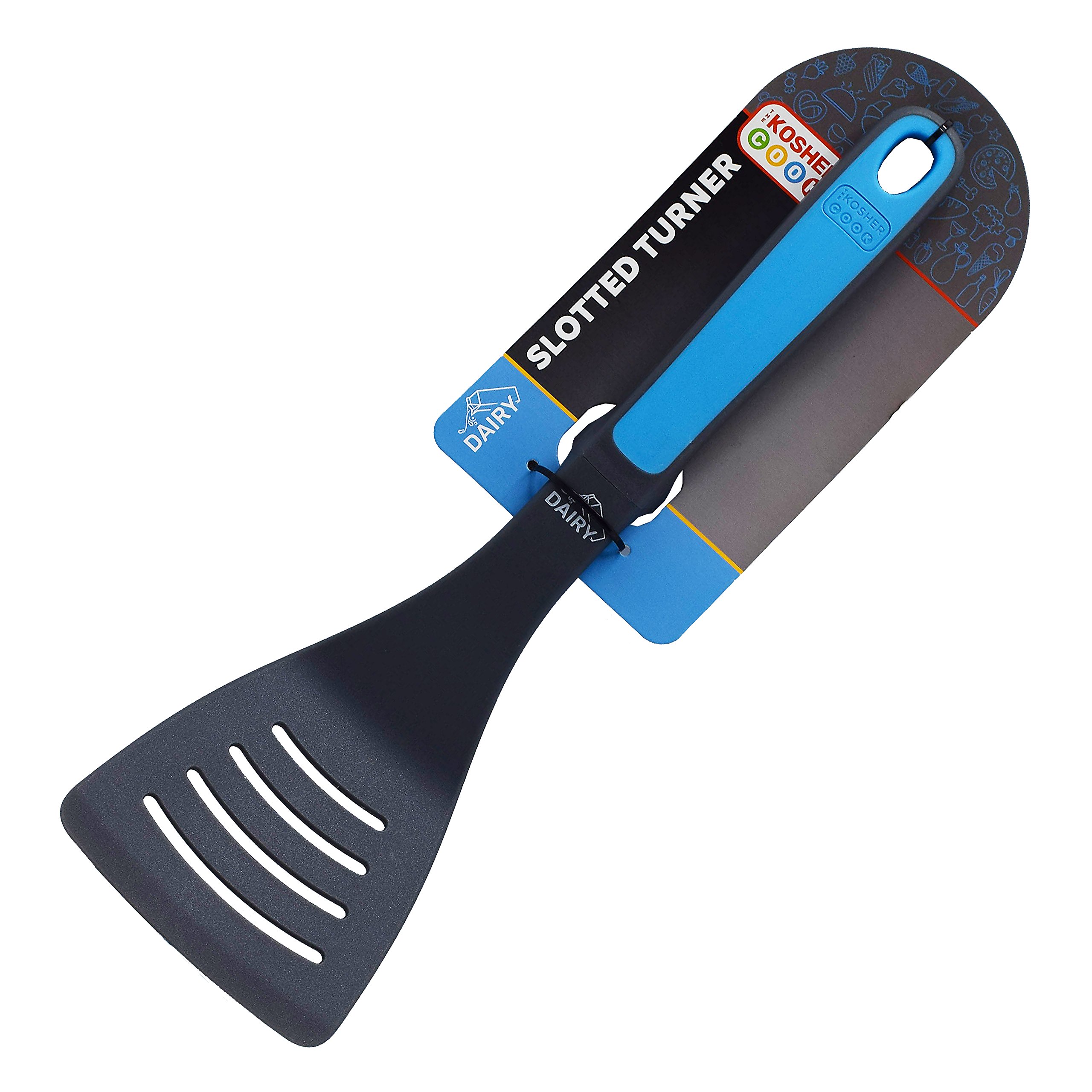 Dairy Blue Slotted Turner Spatula - Heavy Duty Silicone Kitchen Utensil for Cooking, Baking, and Flipping, Ergonomic Handle with Comfortable Grip, Color Coded for Easy Identification, Perfect for Pancakes, Eggs, and Burgers