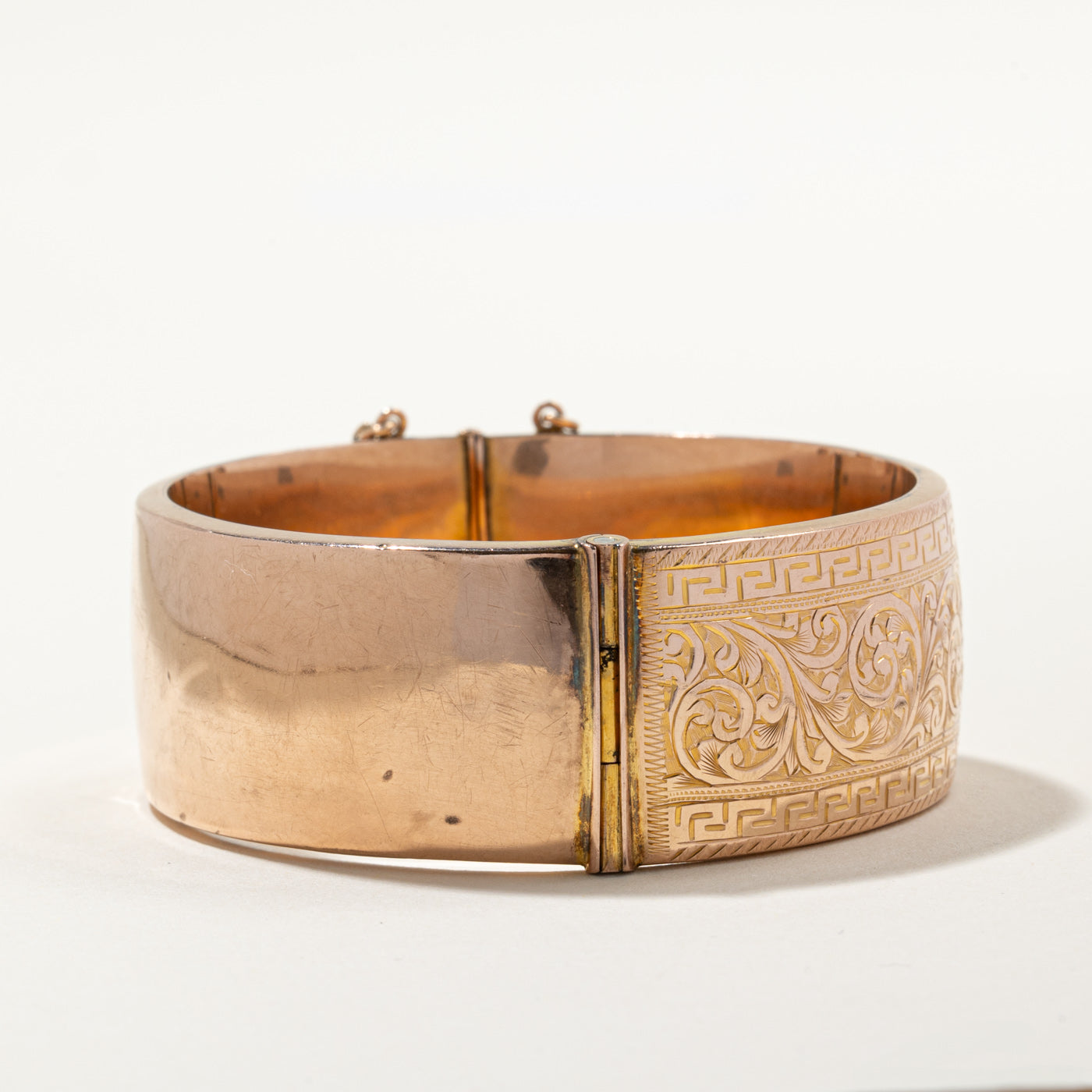 Vintage 1944 Birmingham 9k Yellow Gold Engraved Bangle Bracelet - 7 Inch - Perfect for Antique Jewelry Collectors & Special Occasions