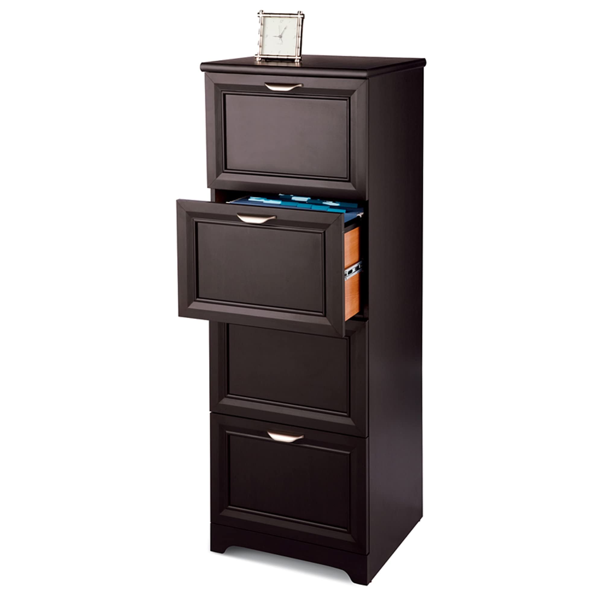 Realspace® Magellan 19-Inch Vertical 4-Drawer File Cabinet in Espresso - Compact Office Storage Solution for Home & Business Organization