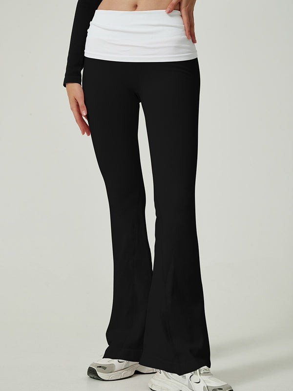 ZASUWA Women's High Waisted Flare Leggings with Contrast Color - Perfect for Yoga, Workouts & Casual Wear