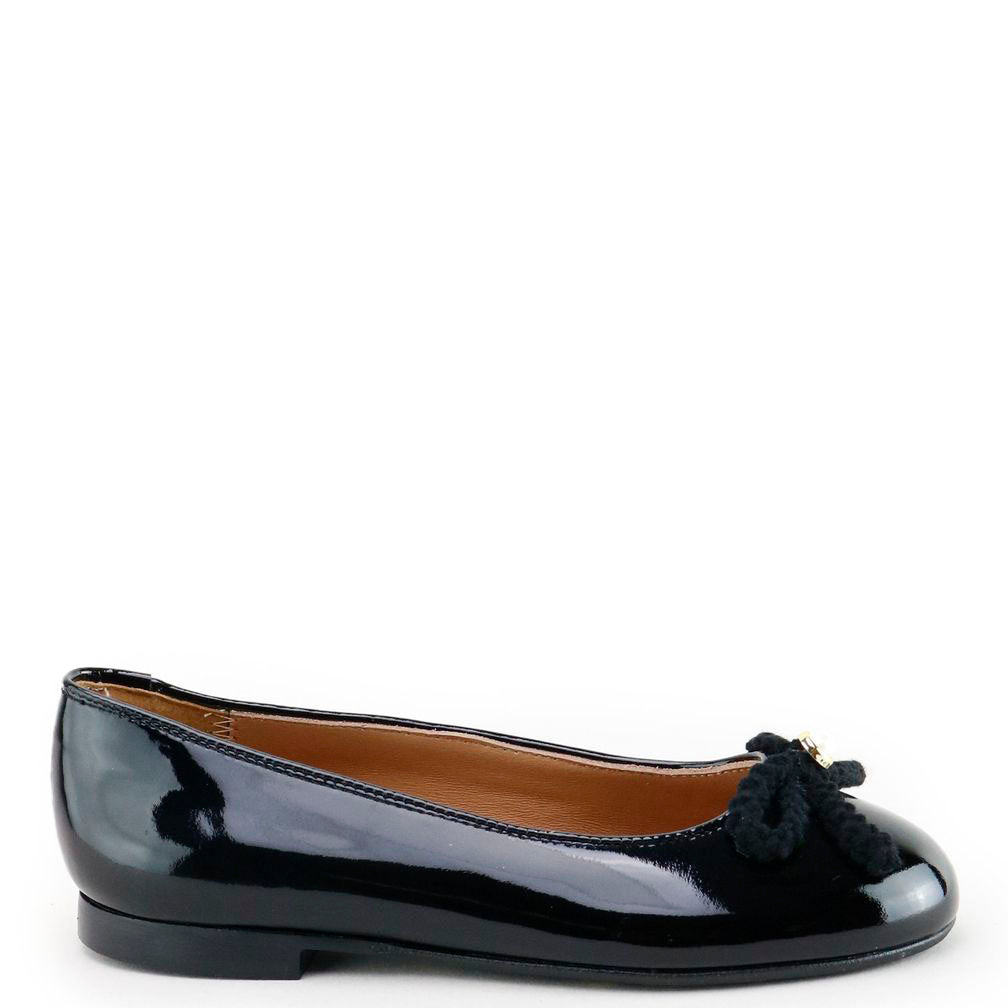Black Patent Leather Bow Ballet Flats for Women - Elegant & Comfortable Shoes for Work, Parties & Weddings