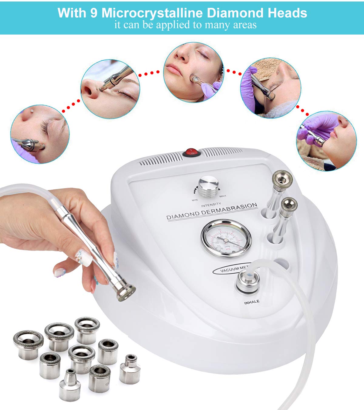 Professional Diamond Microdermabrasion Machine for Face & Body - Advanced Skin Exfoliator with Crack Weeder Tool - Perfect for At-Home Spa Treatments & Acne Scar Removal