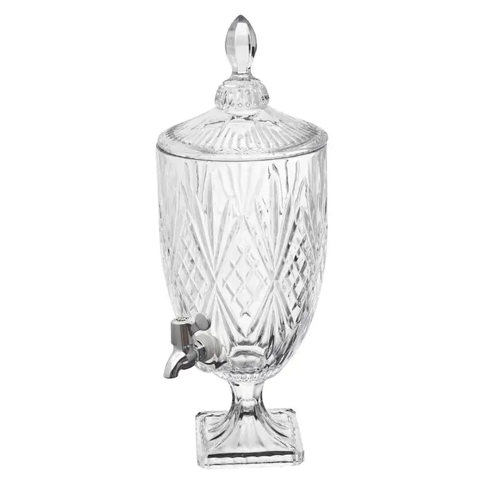 Beaufort Crystal Glass Beverage Dispenser with Spigot - Elegant Party Drink Dispenser for Lemonade, Iced Tea, and Cocktails