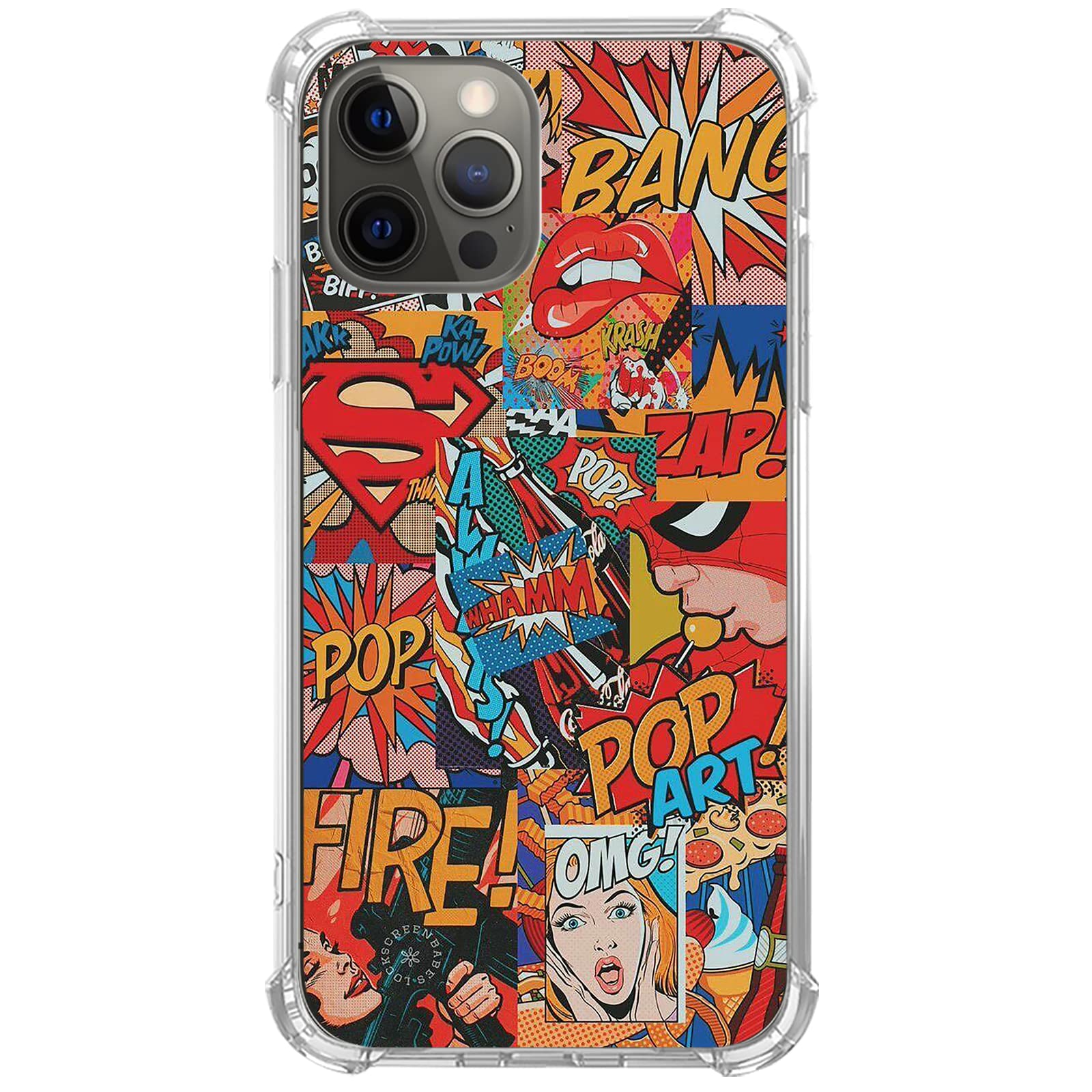 Trendy Pop-Art Comic Phone Case for iPhone 13 Pro Max - Shockproof TPU Bumper Cover with Unique Design - Perfect for Daily Use, Travel & Gift Giving