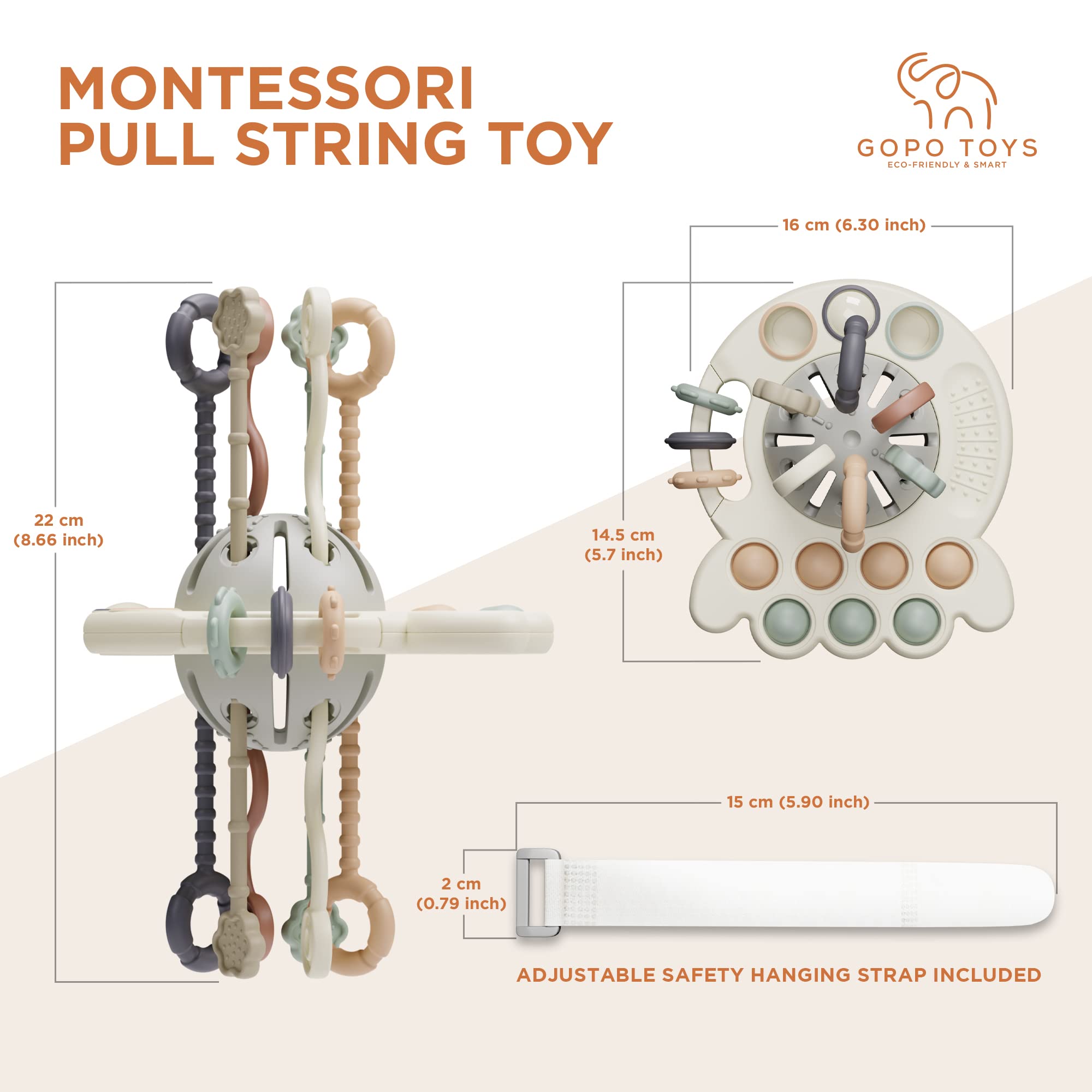 Montessori Sensory Toys for Toddlers 18+ Months - Silicone Pull String Activity Toy for Boys & Girls - Educational Learning Toys for Babies - Perfect Birthday Gift for Kids - Ideal for Early Childhood Development & Playtime Fun