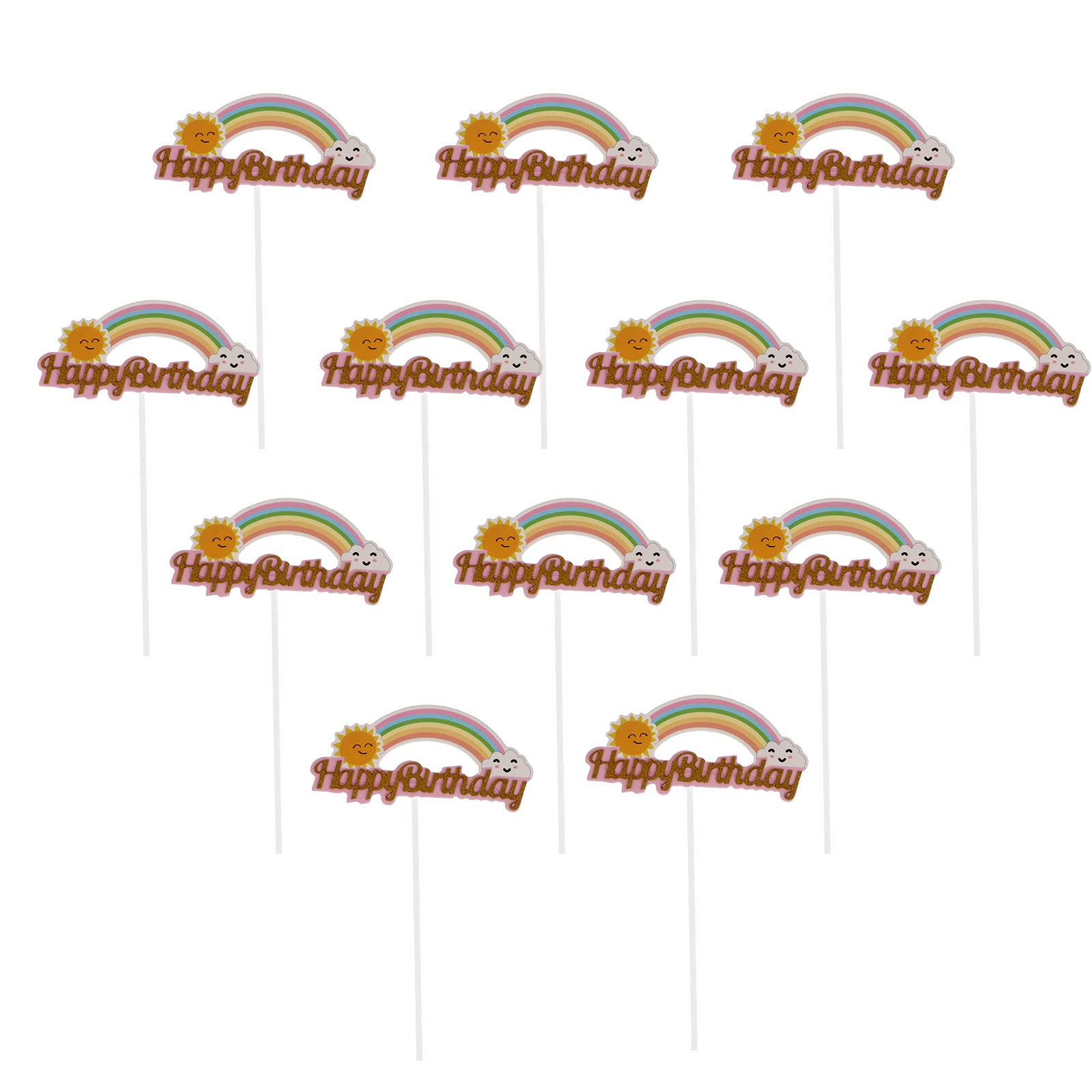 PartyKingdom Mini Birthday Cake Toppers - 24pcs Creative Paper Cake Picks Decorations for Birthday Parties, Baby Showers & Wedding Celebrations