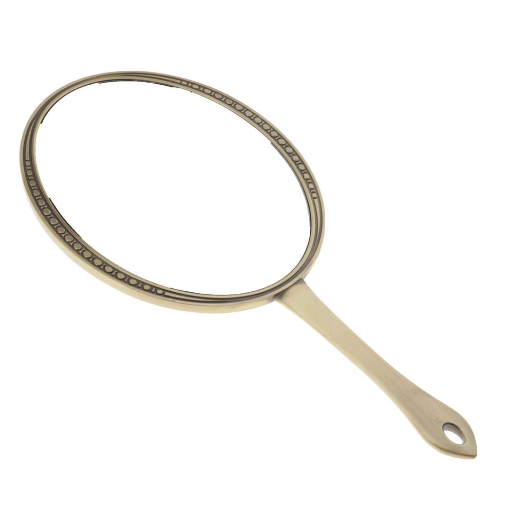 VMS INDIA 7-Inch Oval Handheld Makeup Mirror - Travel Compact Mirror with Bronze Frame for Vanity, Cosmetics & On-the-Go Touch Ups