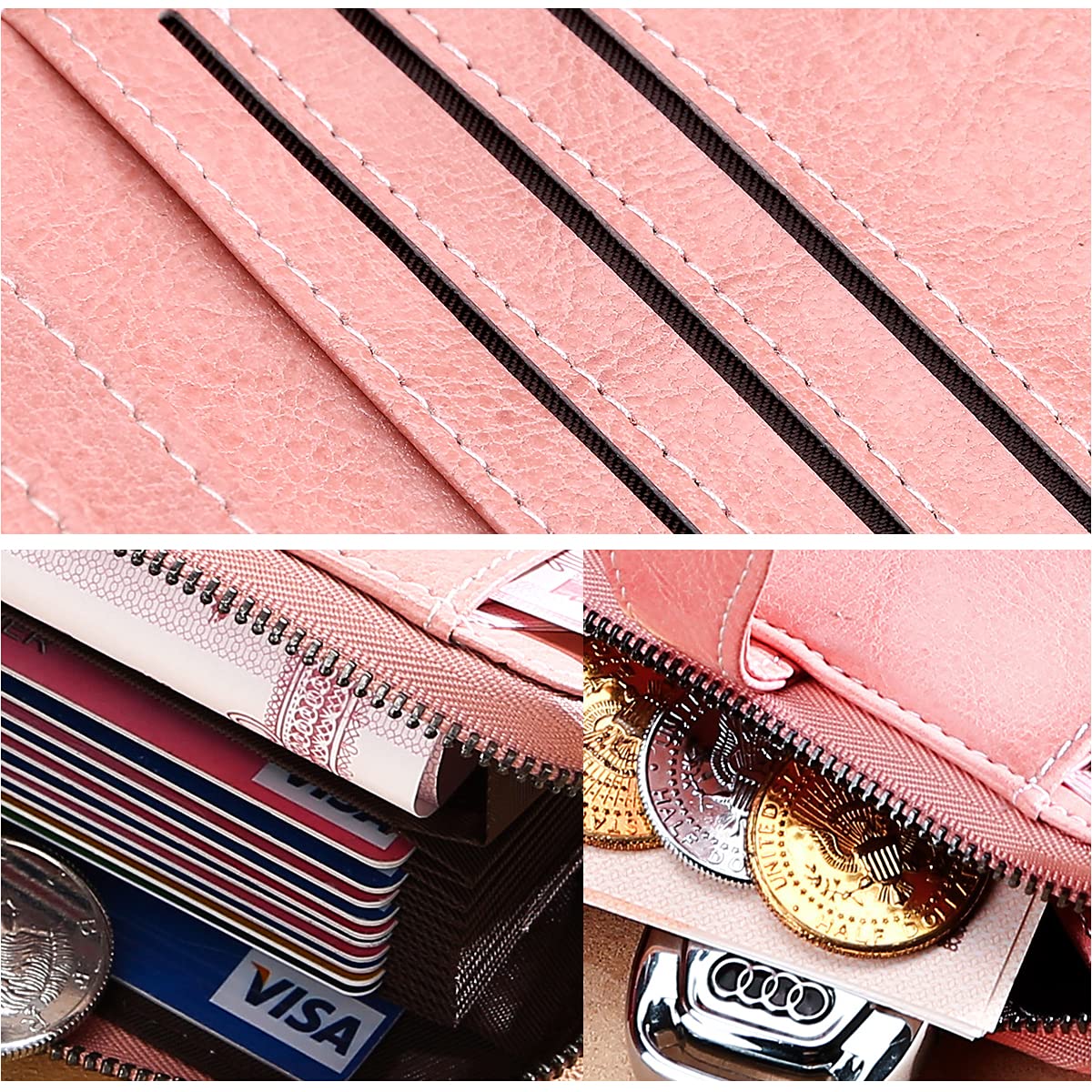 RFID Blocking Leather Wallets for Women - Slim Bifold Wallet with Zipper Pocket & Card Slots | Perfect for Everyday Use, Travel & Gift Giving