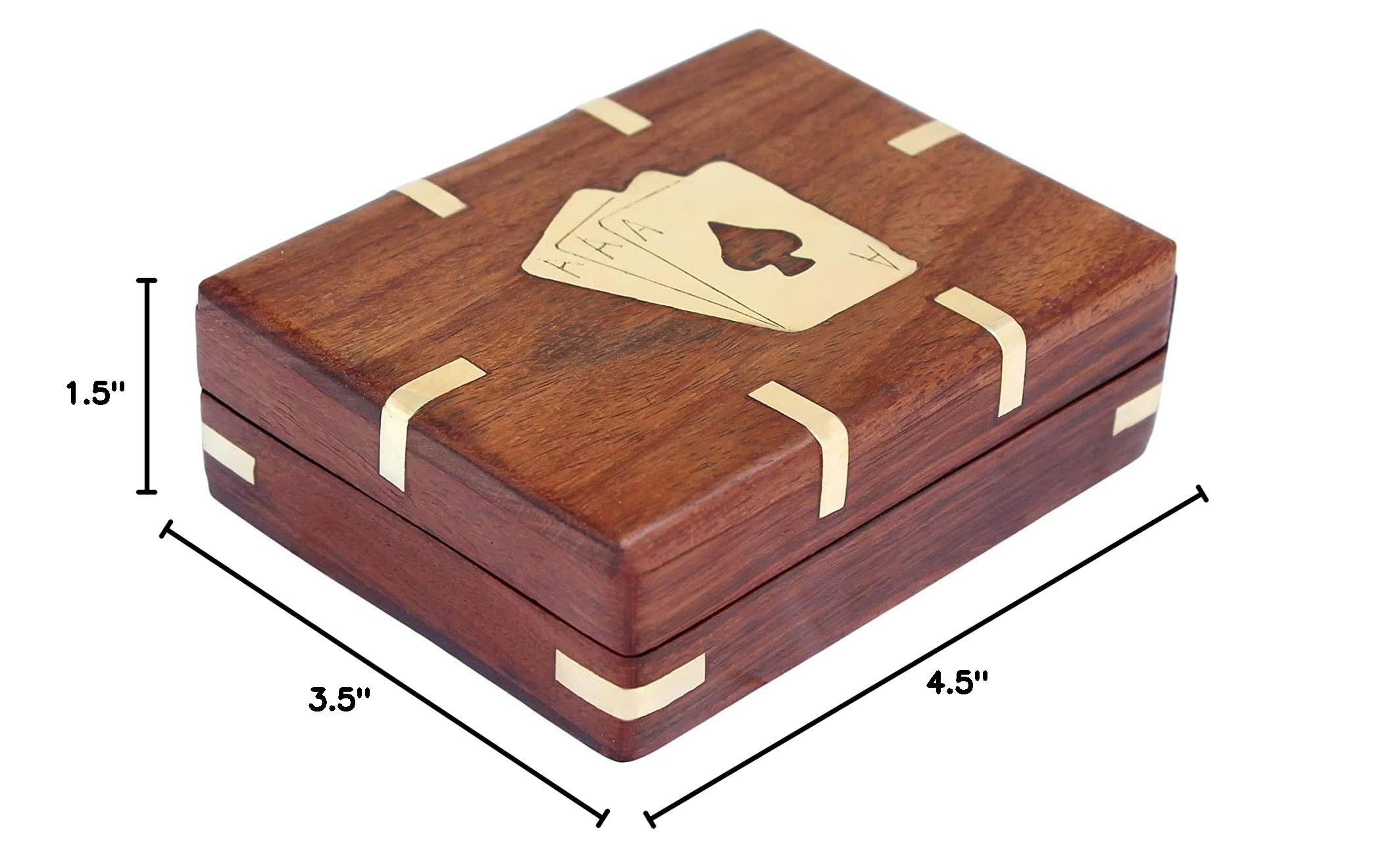 IBLAY Handcrafted Wooden Playing Card Deck Holder Case with Brass Design - Premium Card Storage Box Organizer for Poker, Magic Tricks & Collectible Card Games