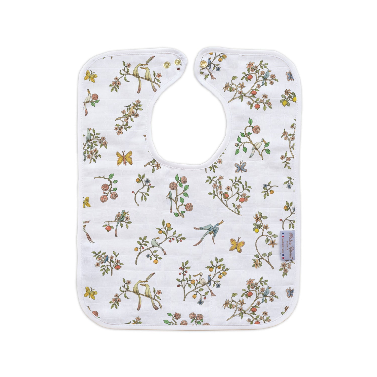 Atelier Choux Large Baby Bib in Bloom Pink - Soft Organic Cotton Drool Bib for Infants & Toddlers - Perfect for Feeding, Mealtime, and Messy Play