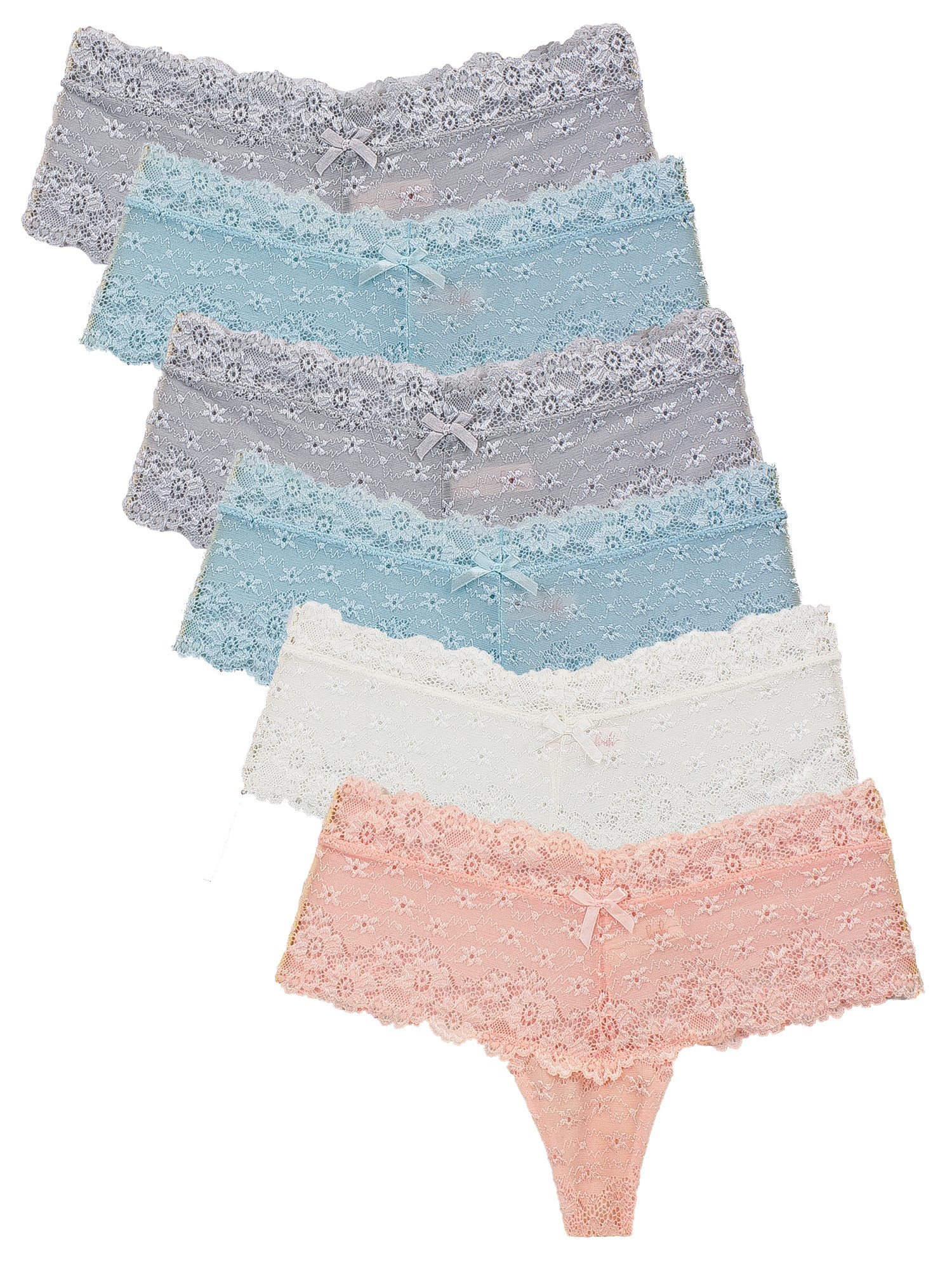 Sexy Lace Thong Underwear for Women - 6 Pack Comfortable Panties for Daily Wear, Workout & Special Occasions