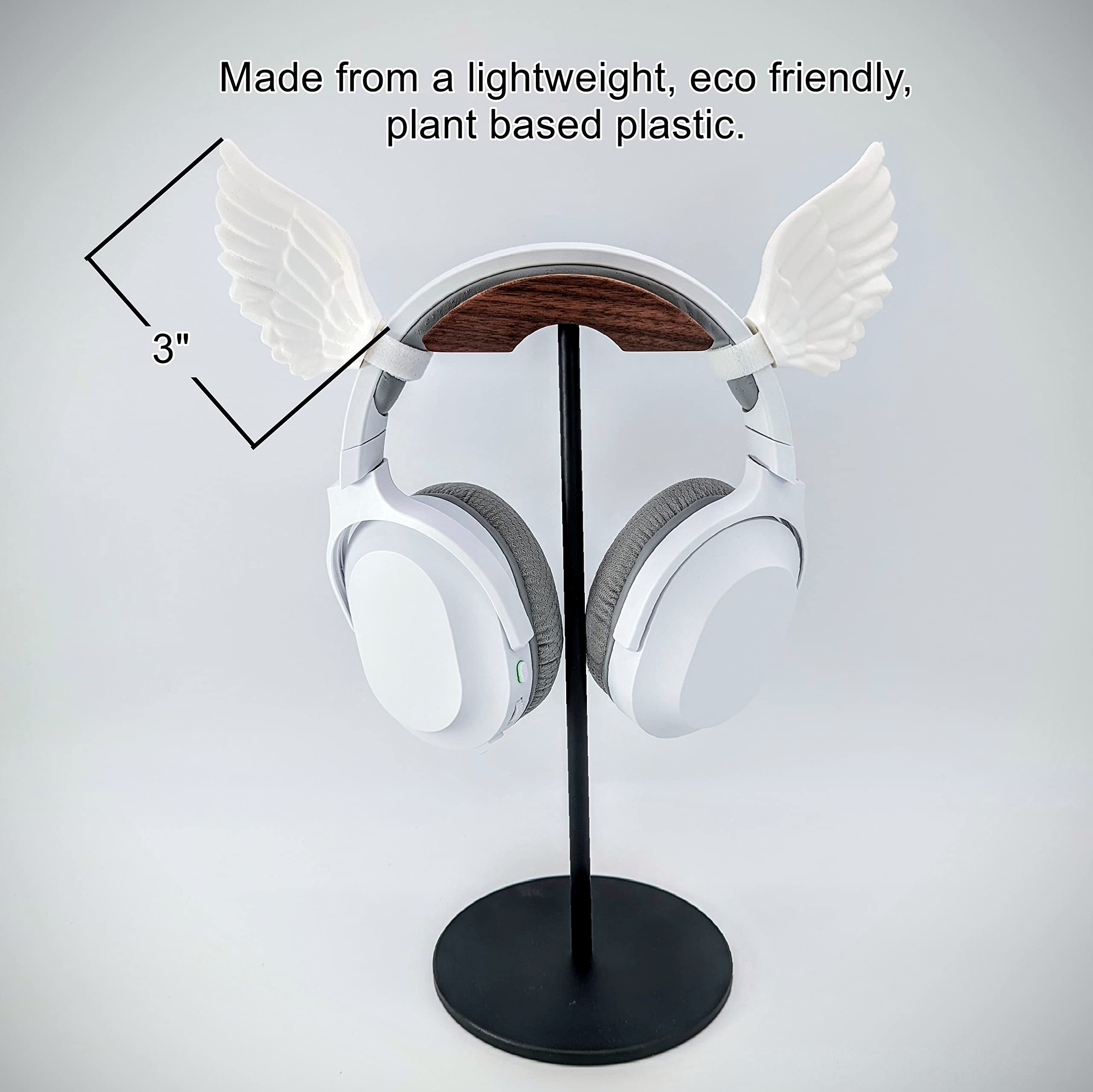 Angel Wings Headphone Ears - Detachable Headphone Accessories with Self-Adhesive Fasteners for Gamers & Streamers - Perfect for Cosplay, Live Streaming, and Gaming Events