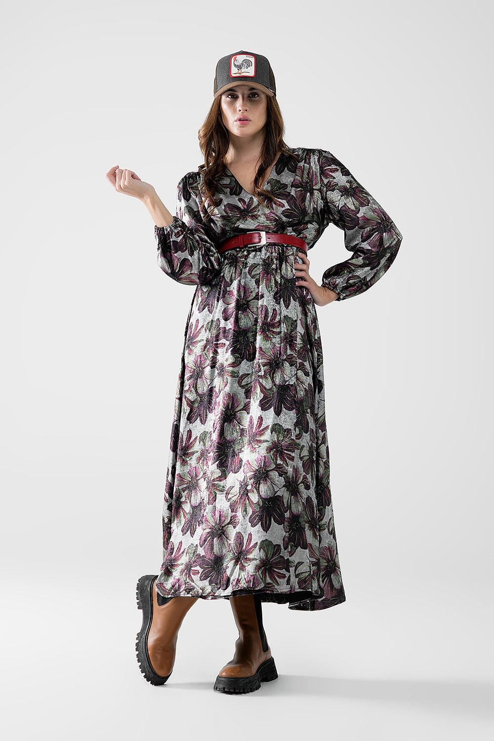 Elegant Metallic Floral Print Long Robe - Perfect for Loungewear, Spa Days & Relaxing at Home