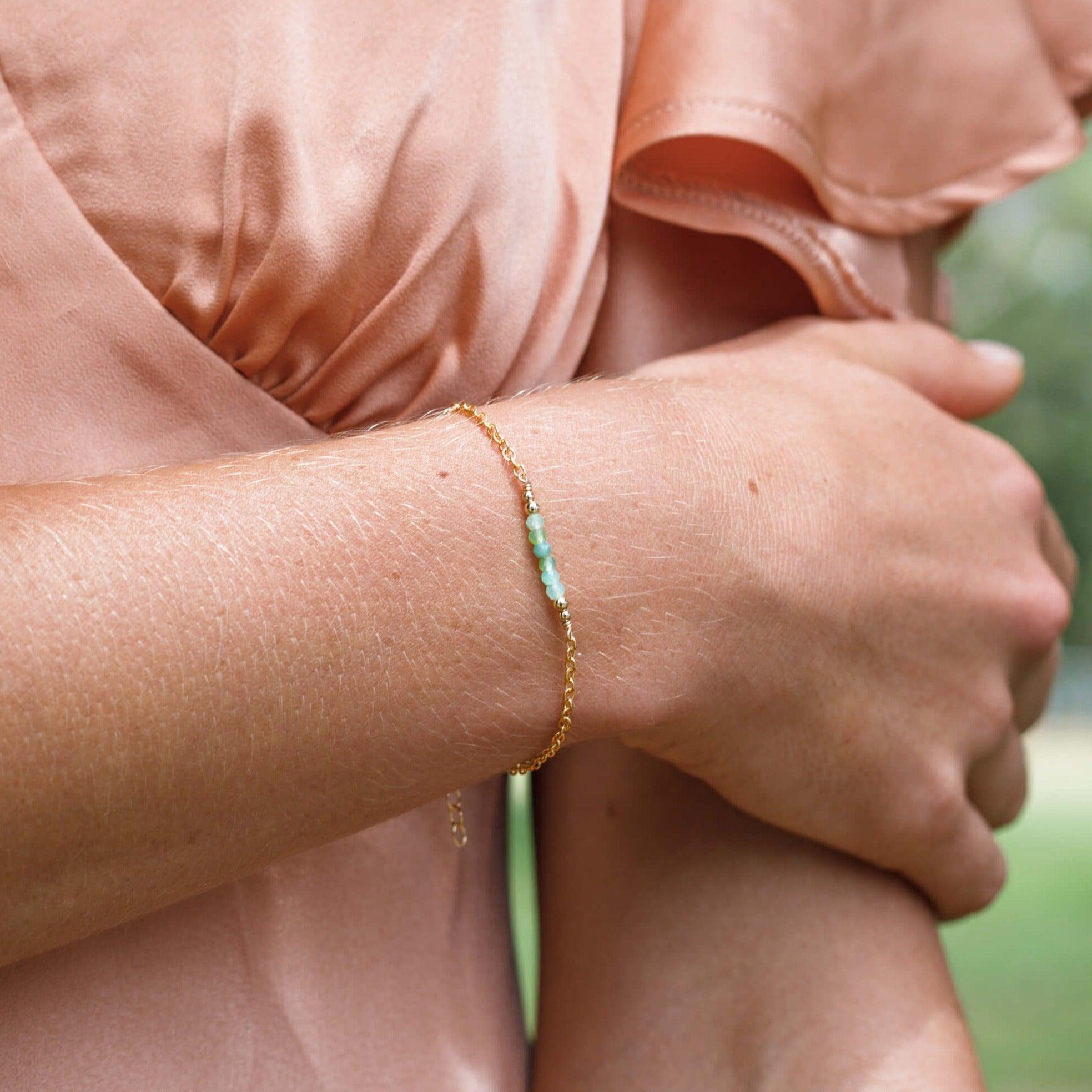 Sparkling Green Chrysoprase Gemstone Faceted Bead Bar Bracelet for Women | Handmade Adjustable Healing Crystal Jewelry | Perfect for Meditation, Yoga & Spiritual Gifts