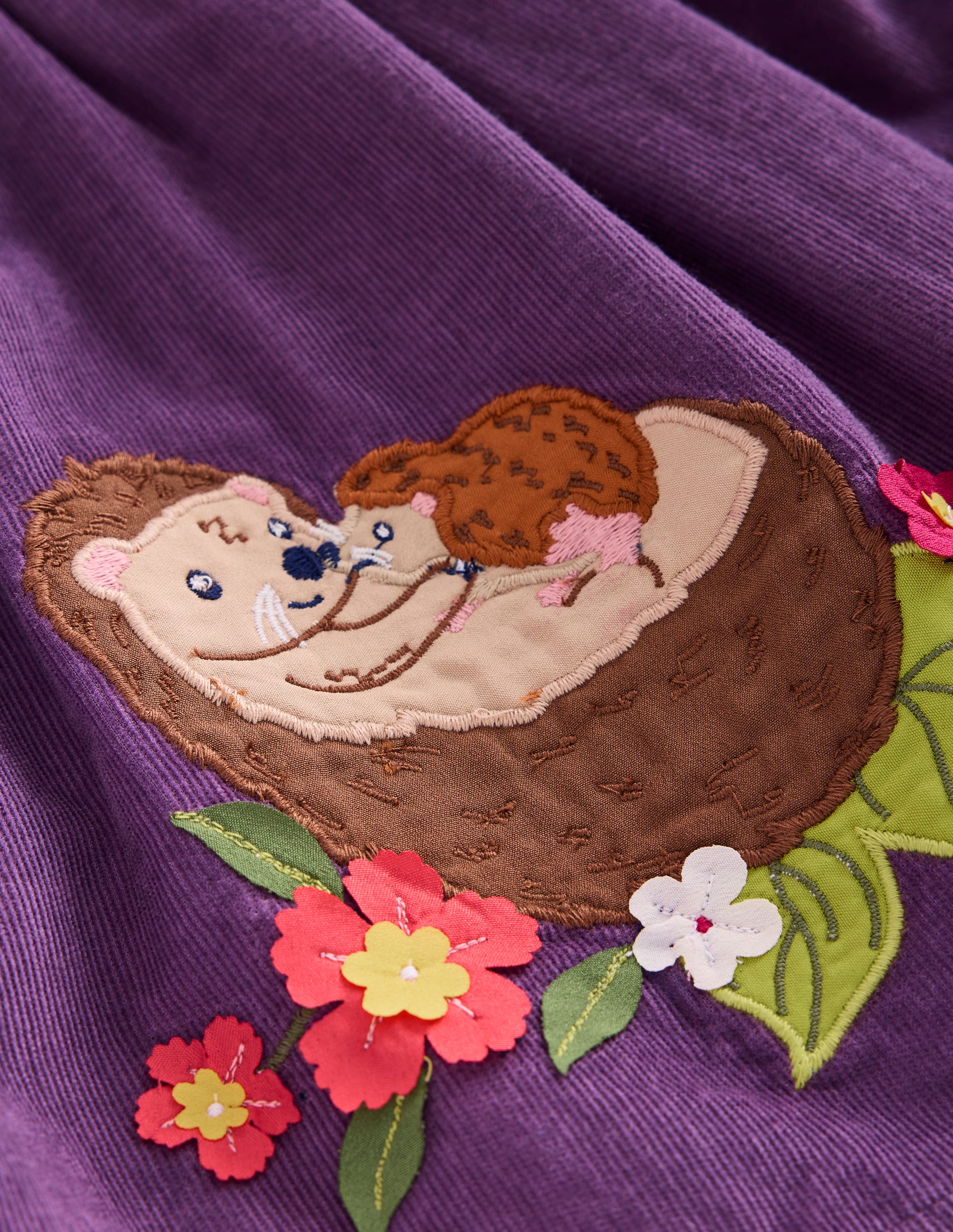 Applique Skirt with Mystical Purple Hedgehogs Design - Whimsical Boho Fashion for Women | Perfect for Festivals, Parties & Casual Wear