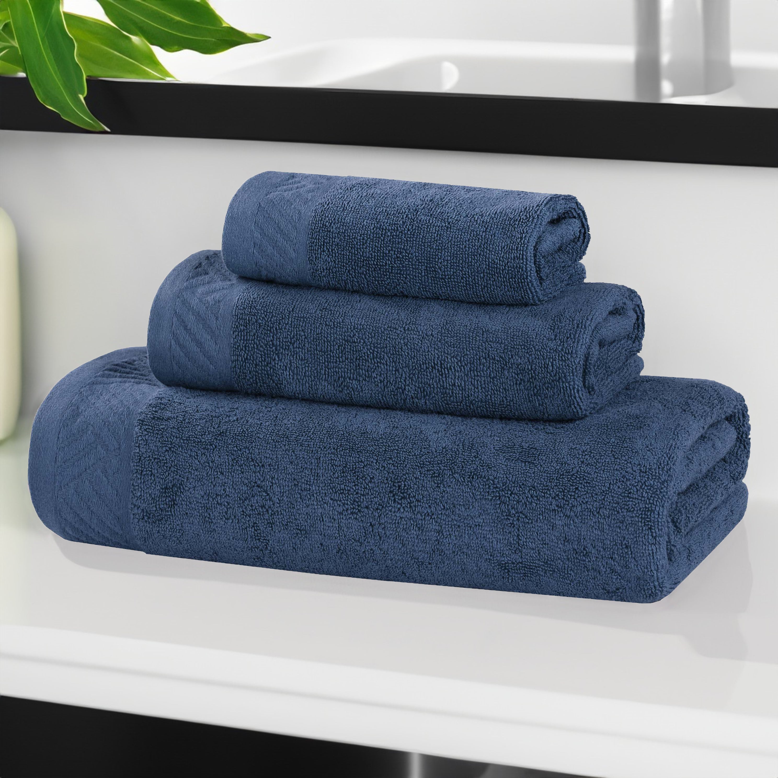 Premium Basketweave Egyptian Cotton 3-Piece Towel Set - Ultra Soft & Absorbent Bath, Beach & Gym Towels for Luxury Spa, Pool & Travel Use