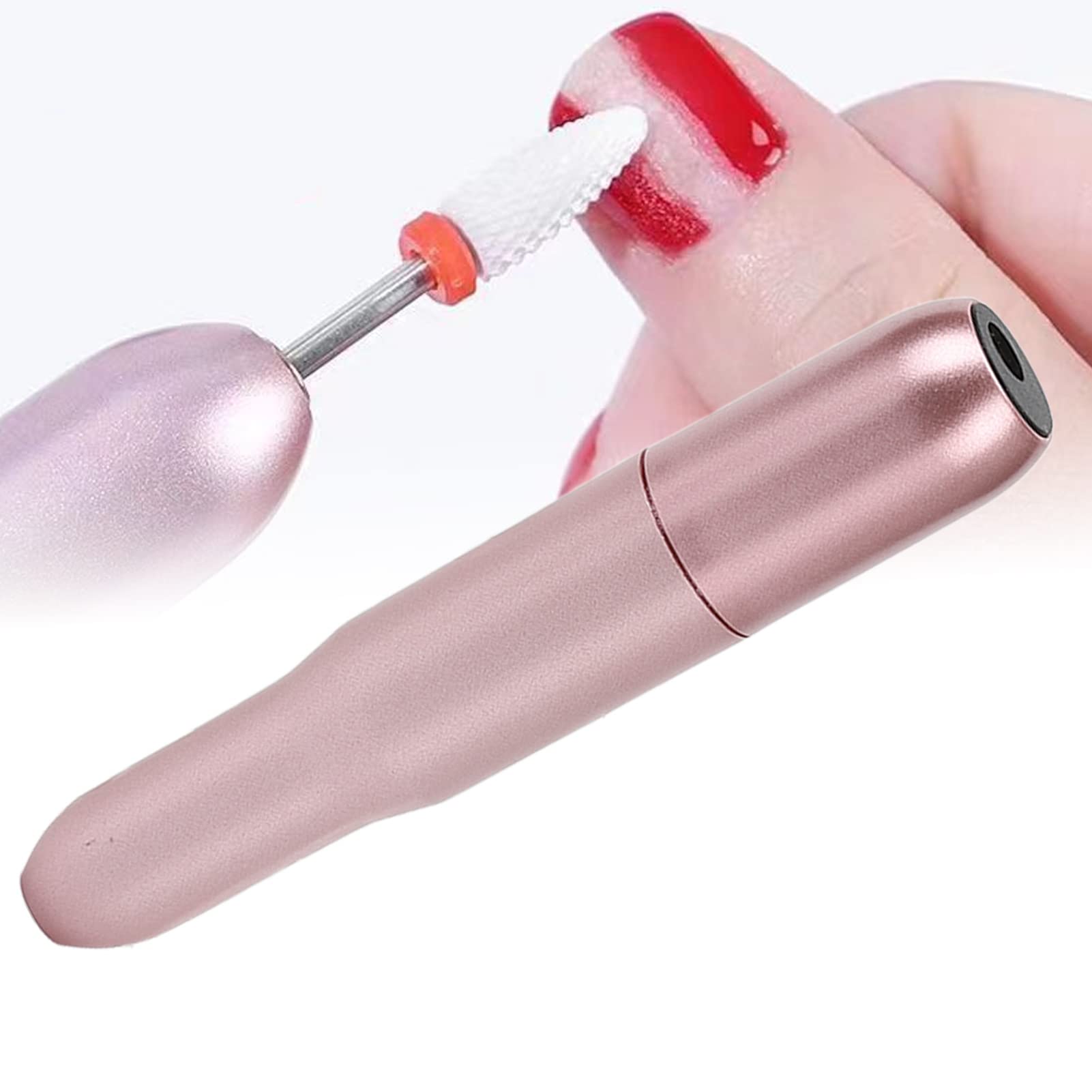 Electric Nail Drill - 20000 RPM USB Nail Grinder for Manicure & Pedicure, Portable Nail Polishing & Shaping Tool with Dead Skin Removal Function (Rose Gold) - Perfect for Home Nail Care & Professional Salon Use