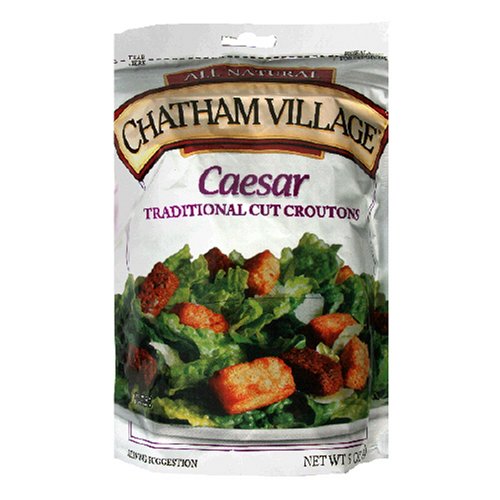 Chatham Village Homestyle Caesar Croutons - Garlic & Butter Flavored (5 oz, Pack of 12) | Perfect for Salads, Soups & Snacking