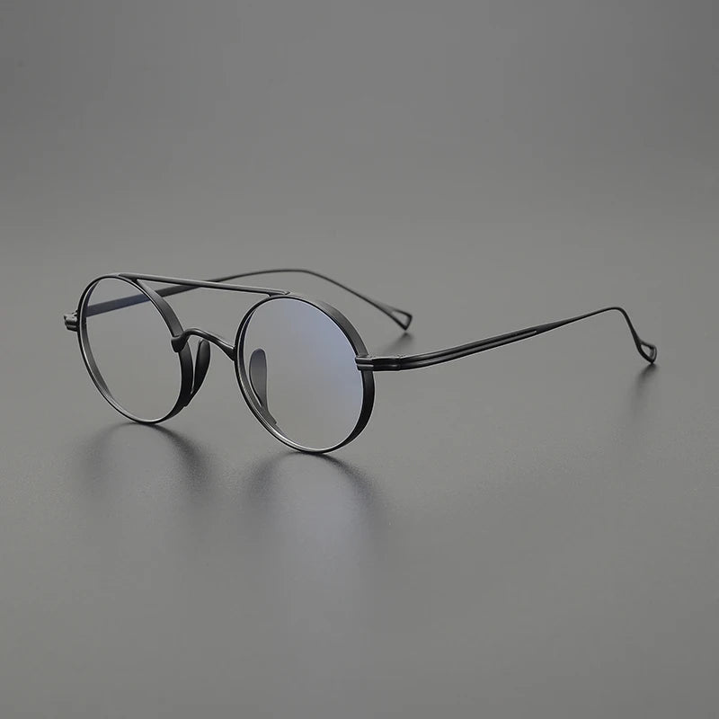 Stylish Black Titanium Full Rim Round Double Bridge Eyeglasses for Women - Perfect for Reading, Work & Fashion Accessories (Model 79500)
