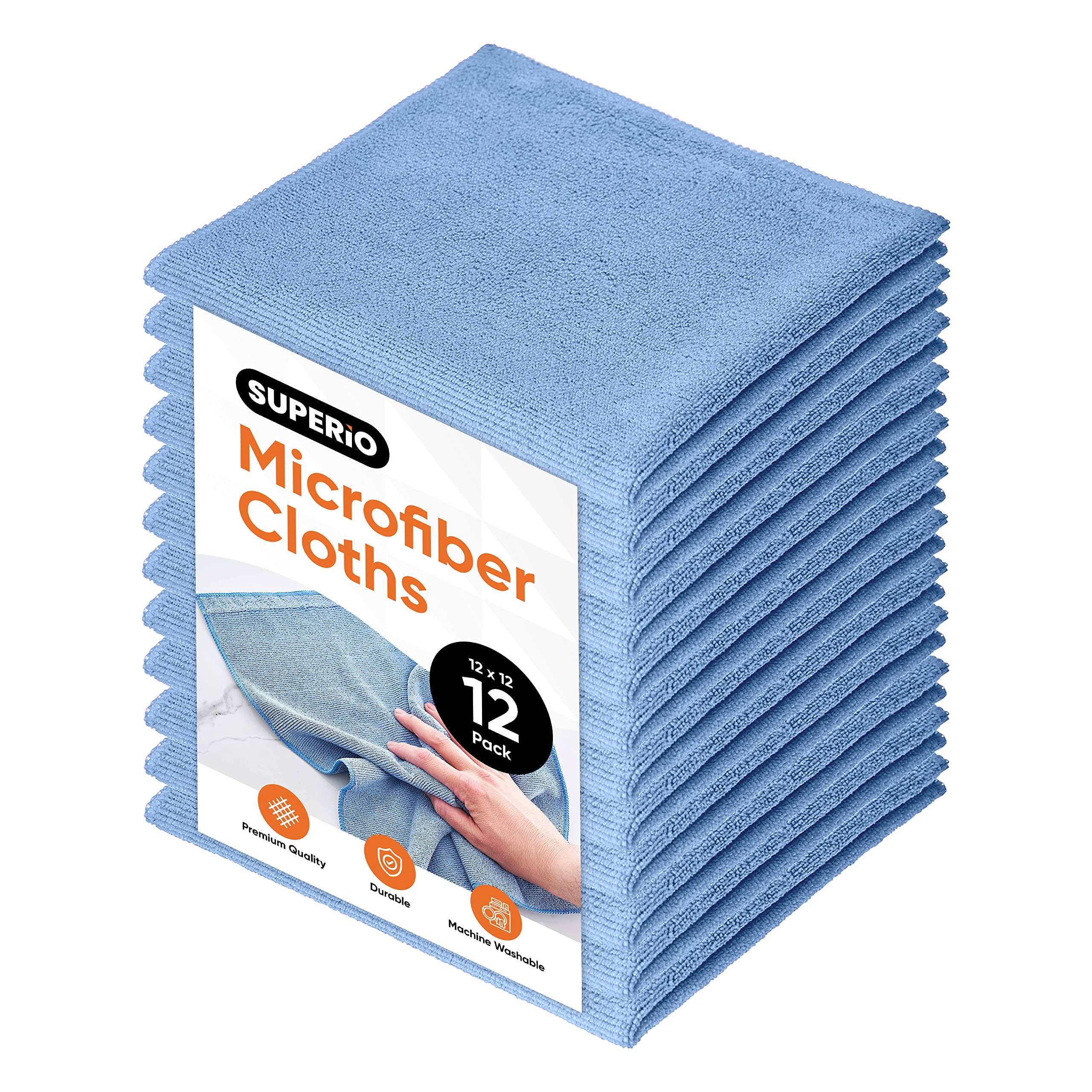 Premium Color-Coded Microfiber Cleaning Cloths - Ultra Soft, Durable & Multipurpose for Bathroom, Kitchen, Windows, Furniture & Electronics (Blue) | Perfect for Home Cleaning, Car Detailing & Office Maintenance
