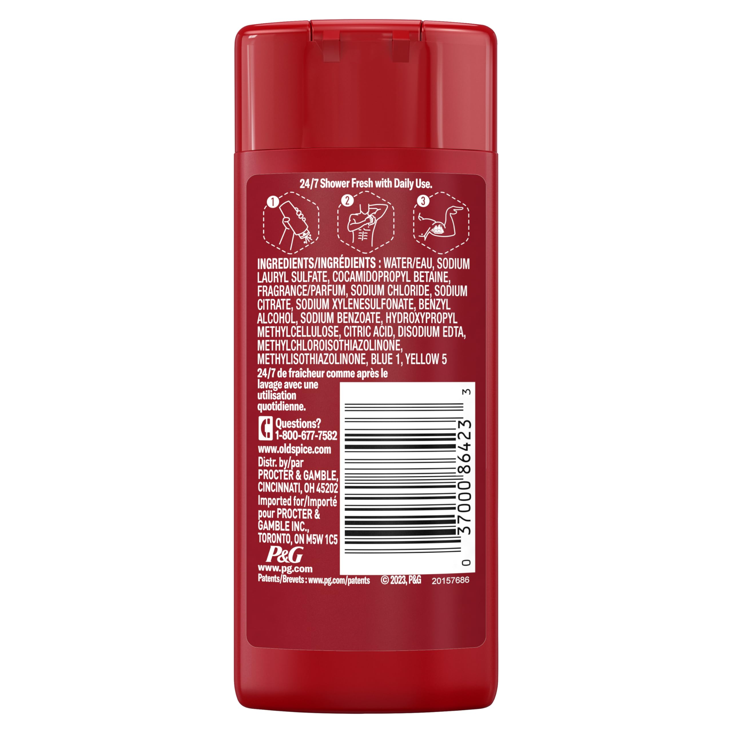 Old Spice Red Zone Body Wash for Men - 24/7 Shower Fresh with Refreshing Cedarwood Scent - Travel Size 3 fl oz - Perfect for Gym, Travel & Daily Shower Routine