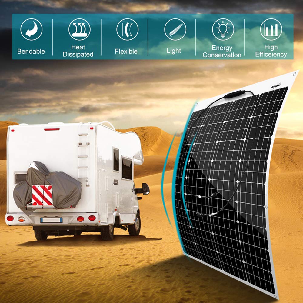 100W 12V Flexible Monocrystalline Solar Panel Kit with 20A Charge Controller & Extension Cables - Portable Power Solution for RV, Camper Van, Boat, Car, Tent Camping & Off-Grid Living