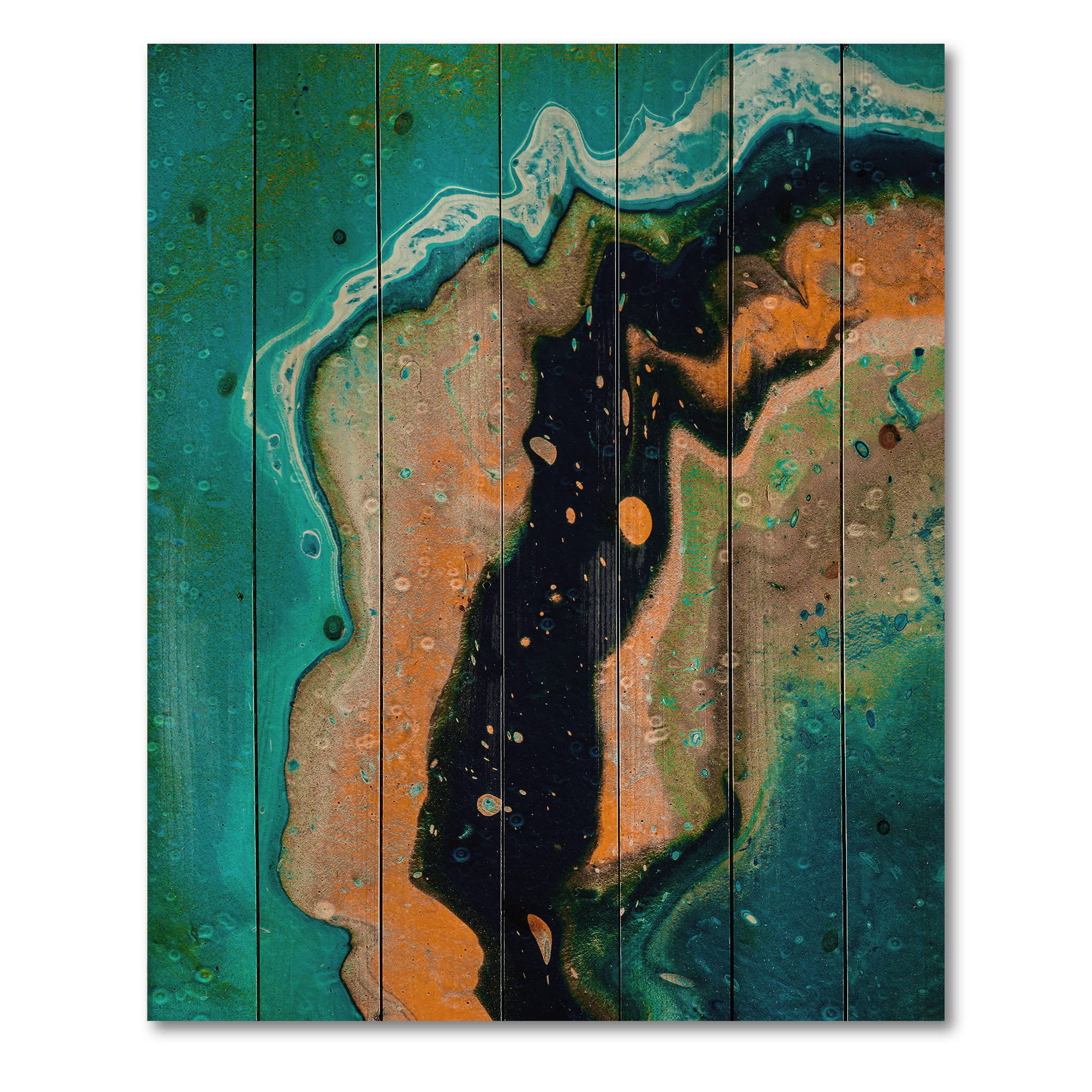 Abstract Orange and Black Wood Wall Art - Modern & Contemporary Wood Wall Decor, Large Pine Wood Panel Print - Perfect for Living Room, Bedroom, or Office Decor