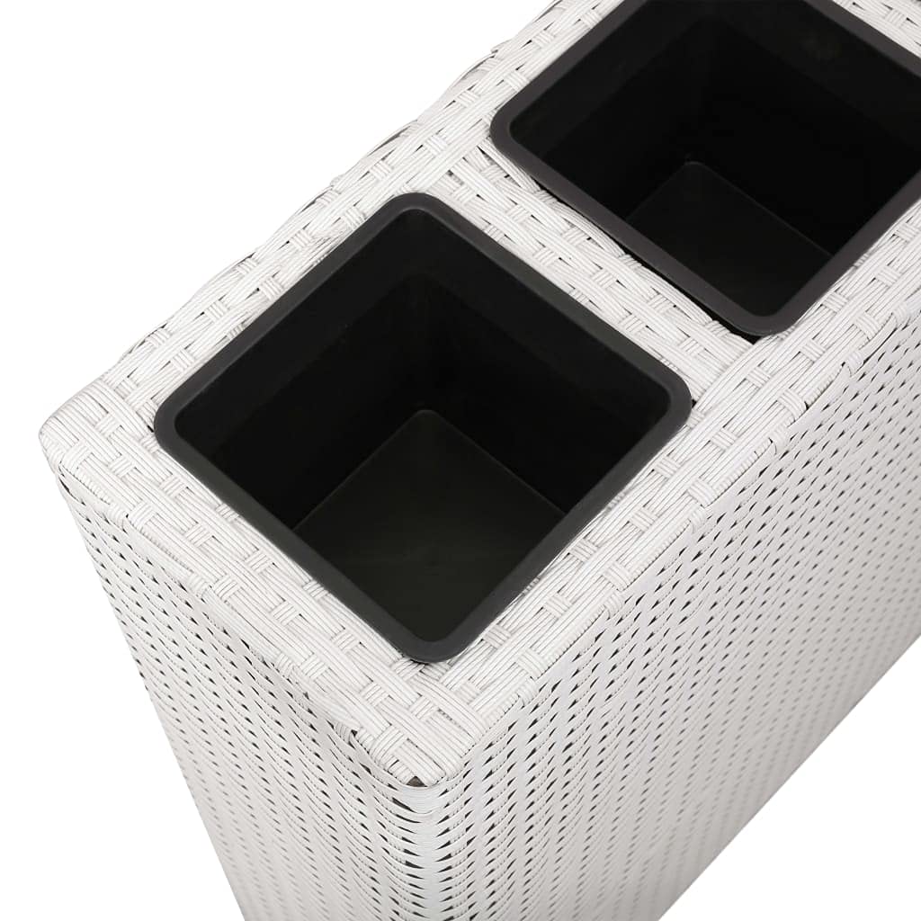 CHARMMA White Poly Rattan Garden Raised Bed with 4 Pots - 6.9KG Lightweight Planter Box for Outdoor Flowers, Vegetables & Herbs - Perfect for Patio, Balcony & Backyard Gardening