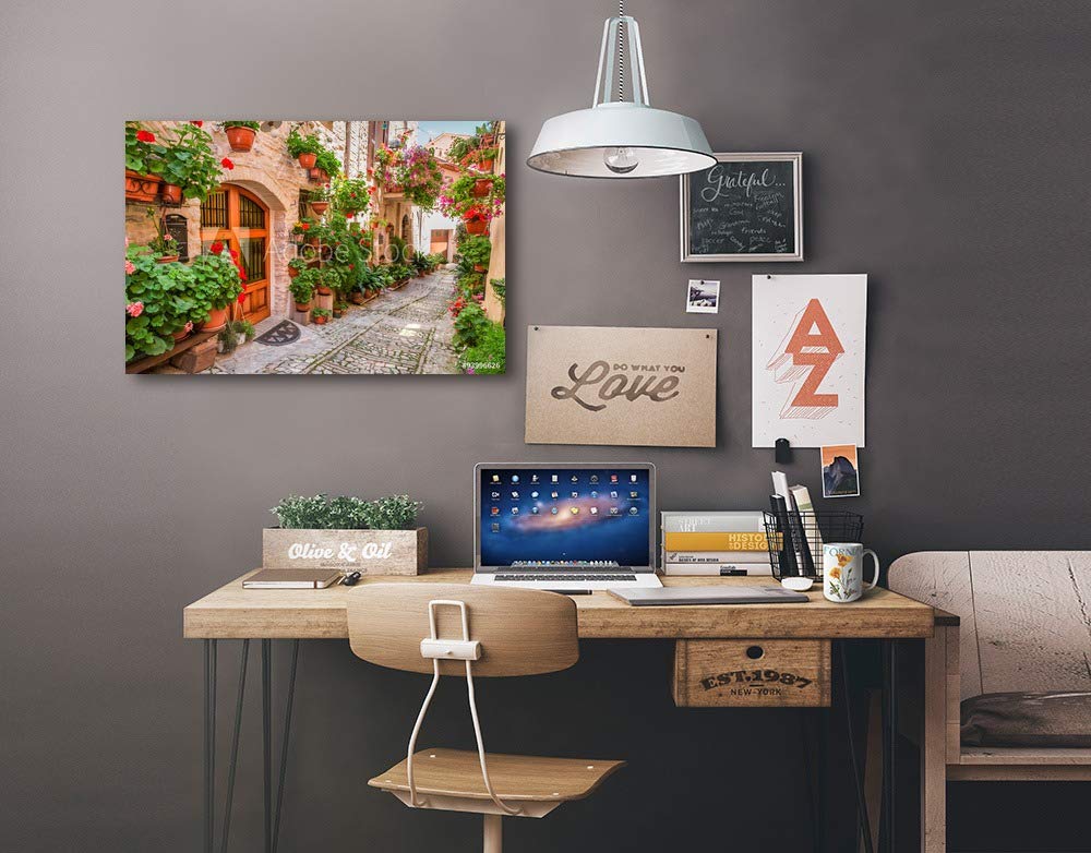 Lantern Press Umbria Italy Street Scene - Small Italian Town Photography A-91554 - 24x36 Wrapped Canvas Wall Art - Perfect for Living Room, Bedroom & Office Decor