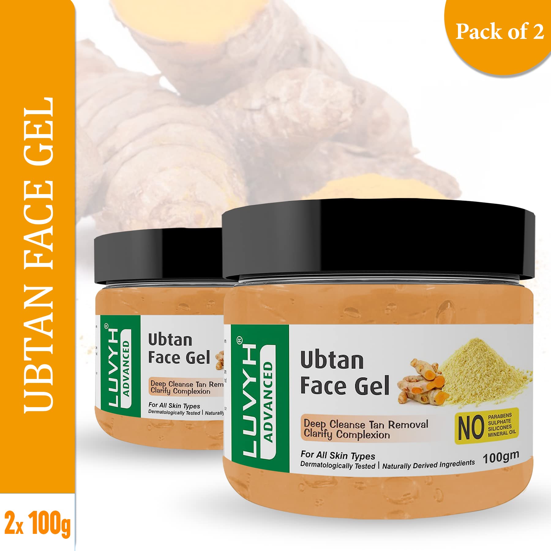 Luvyh Ubtan Ultra Light Gel Oil-Free Moisturizer for Face, Body & Hands - Turmeric & Saffron Infused Deep Hydrating Cream (200g) | Daily Skincare for Dry & Sensitive Skin