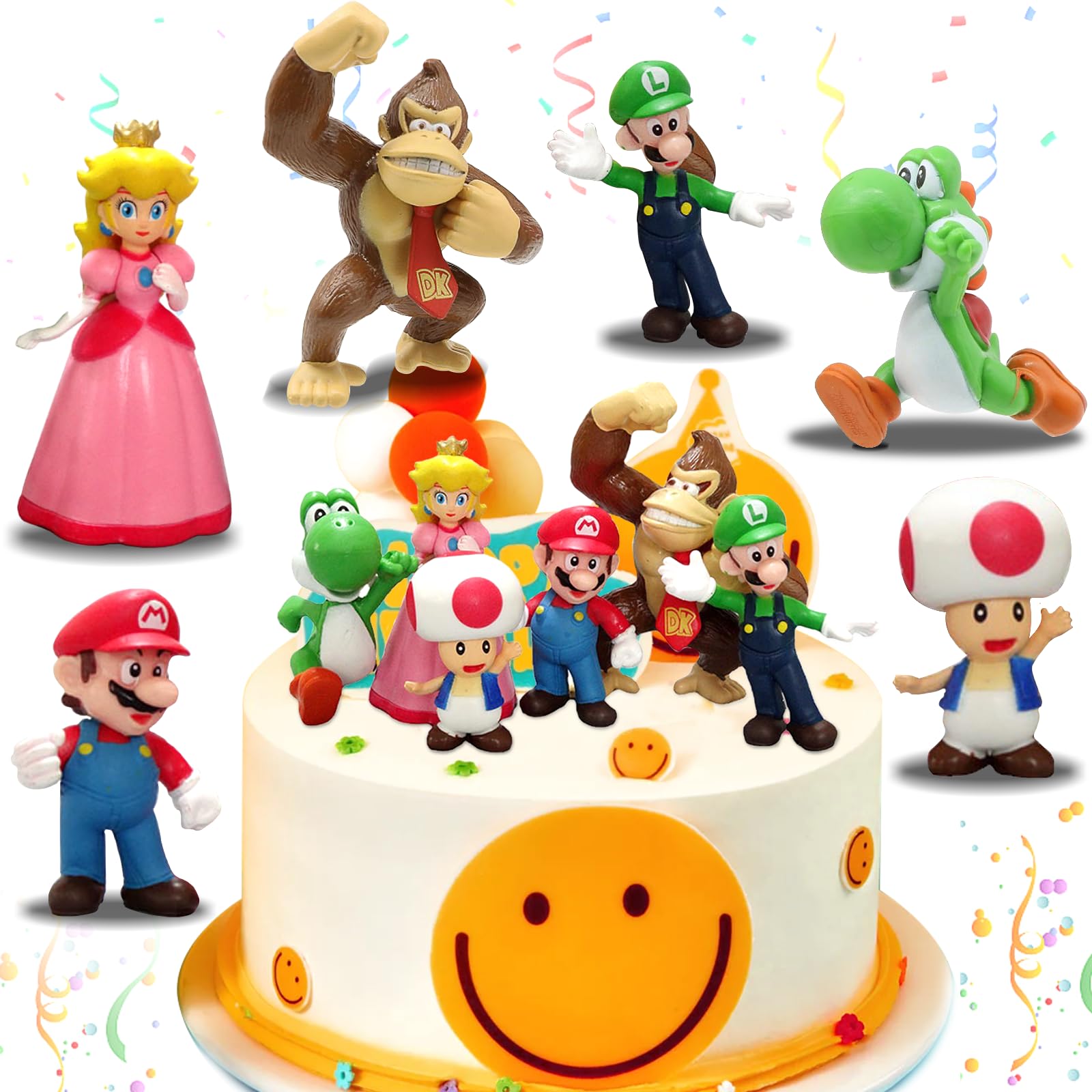 6 Pcs Birthday Cake Toppers Set - Fun Cartoon Cake Decorations for Kids Birthday Party | Super Cute Cake Toppers for Birthday Cakes, Cupcakes & Desserts | Perfect for Birthday Celebrations, Baby Showers & Special Events