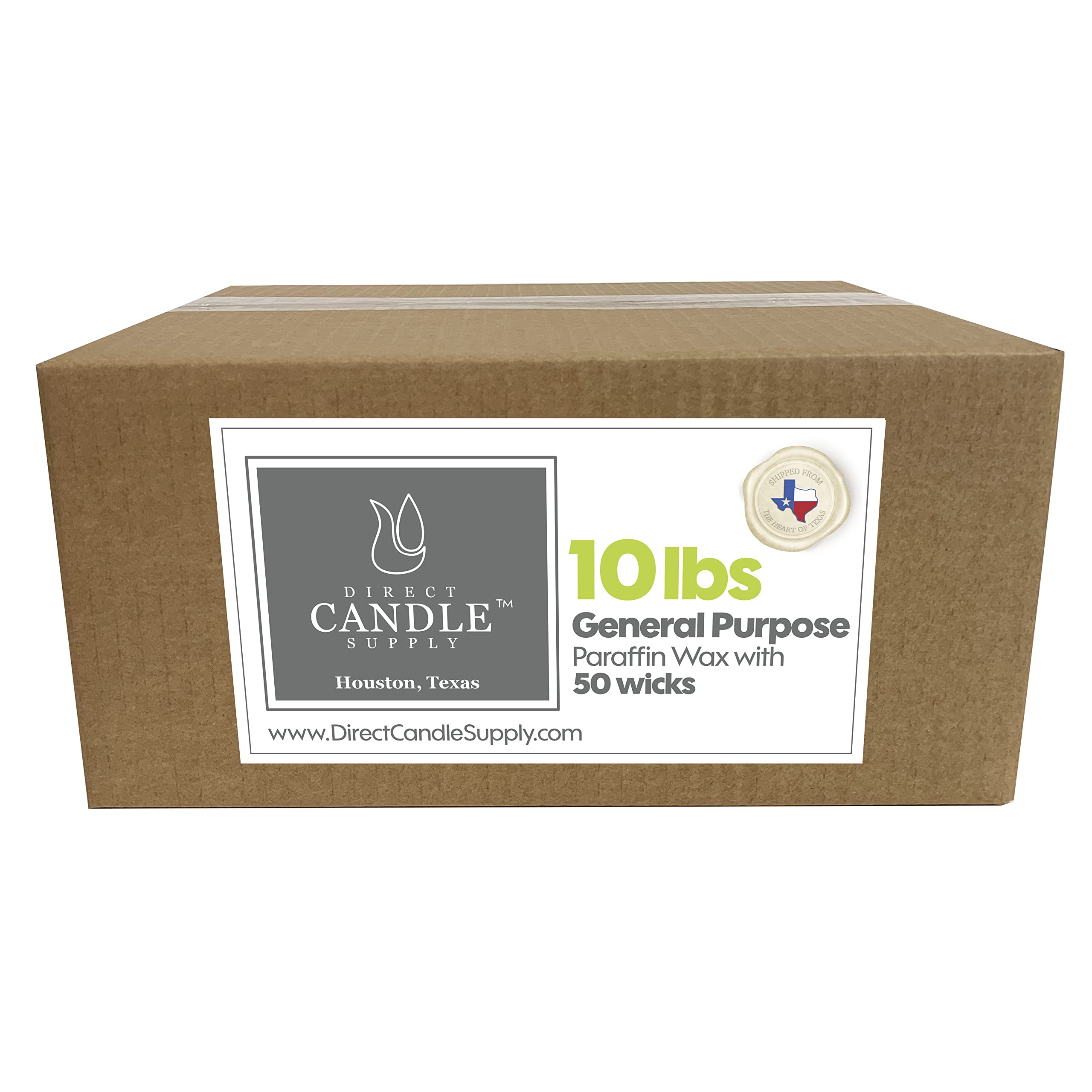 10lb Premium Refined Paraffin Candle Wax Kit - Bulk Candle Making Supplies with 50 Pre-Tabbed Wicks for DIY Candles, Home Fragrance & Gift Making - Perfect for Soy Wax Blends, Container Candles & Wax Melts