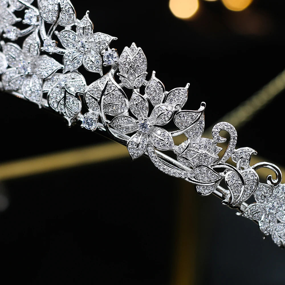 Elegant Cubic Zirconia Silver Tiara Crown for Women - Perfect Wedding Hair Accessory | Bridal Party, Prom, Pageant & Special Occasion Headpiece