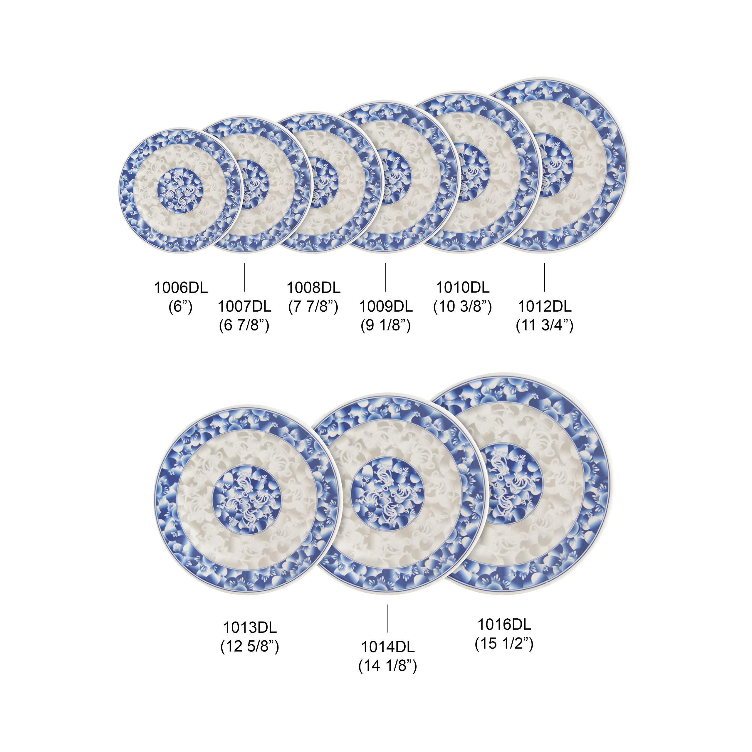 Thunder Group Blue Dragon Melamine Dinnerware Set - 9 1/8 Inch Plates (Pack of 12) - Durable & Stylish Dishware for Restaurants, Catering, and Outdoor Dining