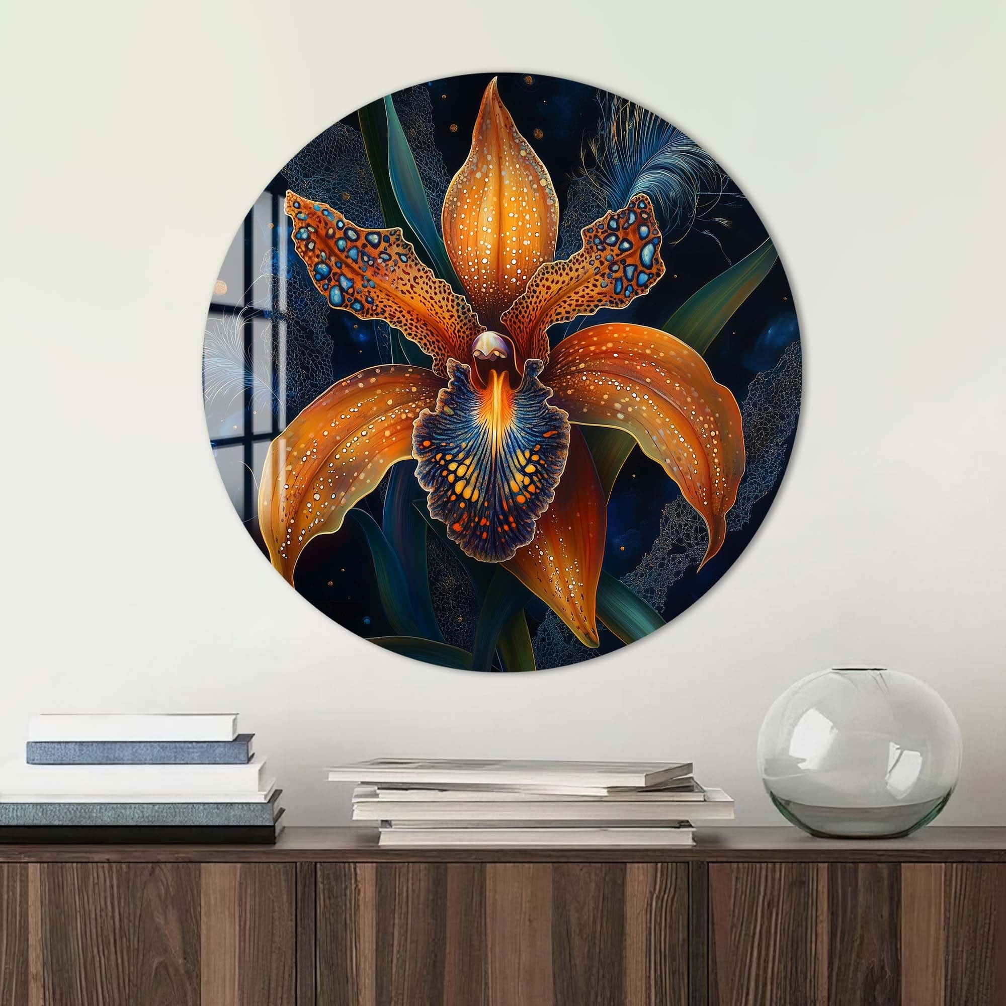 Lunara Rounded Glass Wall Art - Modern Abstract Decor for Living Room, Bedroom & Office - Handmade Glass Art for Home & Office Decor