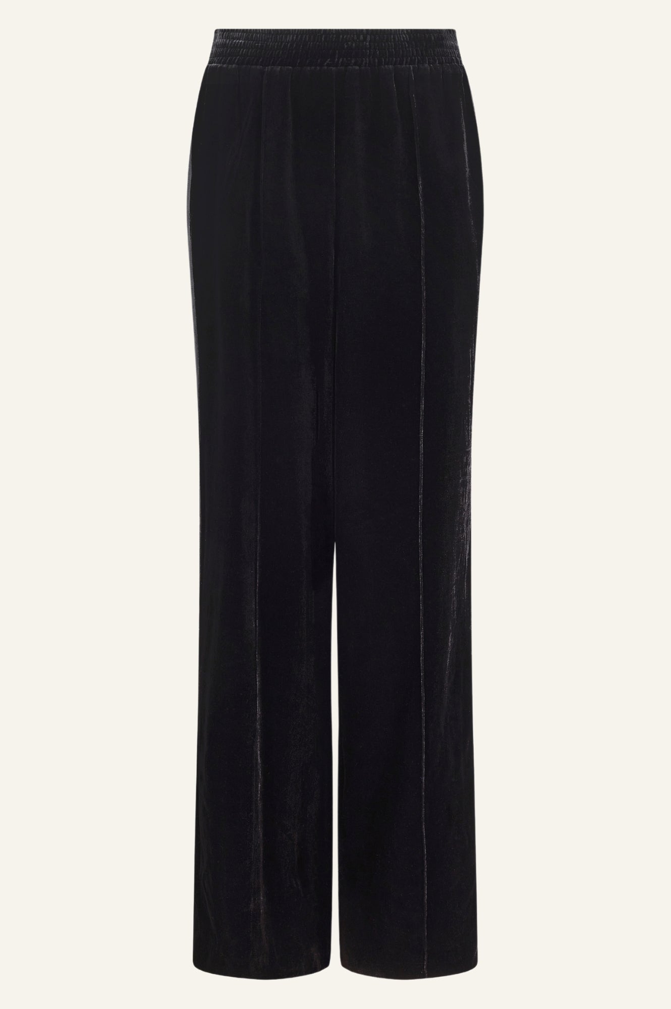 Velvet Side Stripe Trousers for Women - High Waist Black Dress Pants with Elastic Waistband | Elegant Office Work Pants & Night Out Bottoms