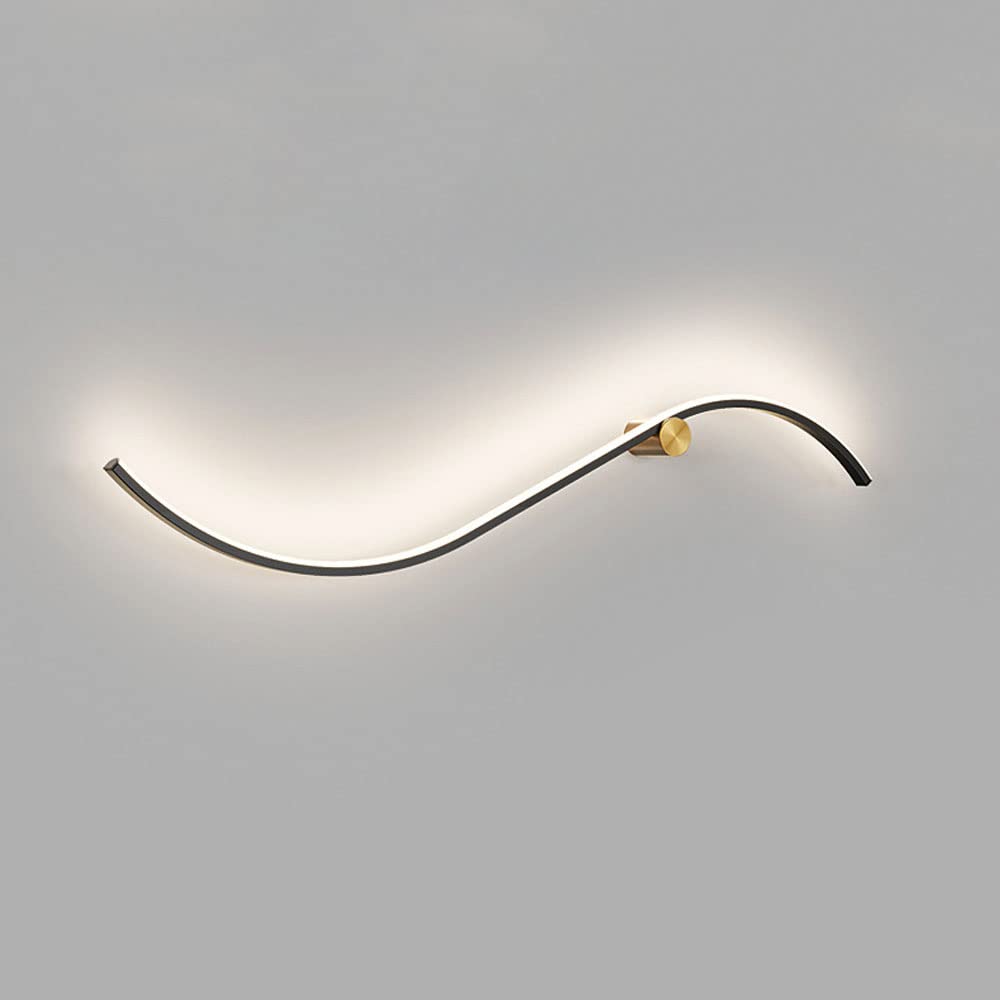 Modern Linear Wall Sconce LED Light Fixture - Curved Wall Mount Lighting for Bedroom, Living Room & Home Decor | Energy-Efficient Indoor Wall Wash Lights for Ambient & Accent Lighting (Perfect for Hallways, Staircases & Gallery Walls)