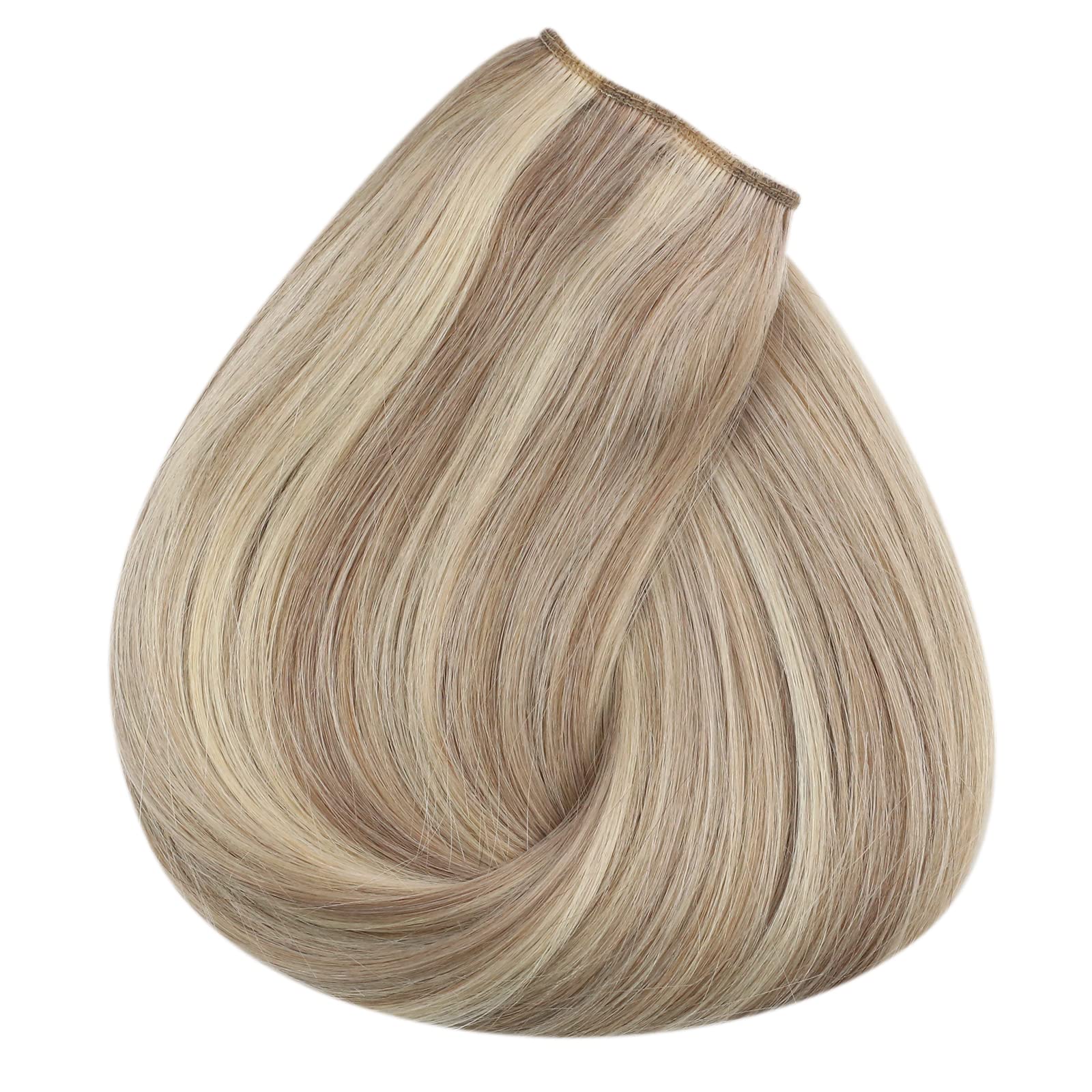 20 Inch Sunny Wire Hair Extensions - Real Human Hair, Fish Line Invisible Extensions in Ash Blonde with Platinum Highlights (#P18/613) | Perfect for Parties, Weddings & Daily Styling