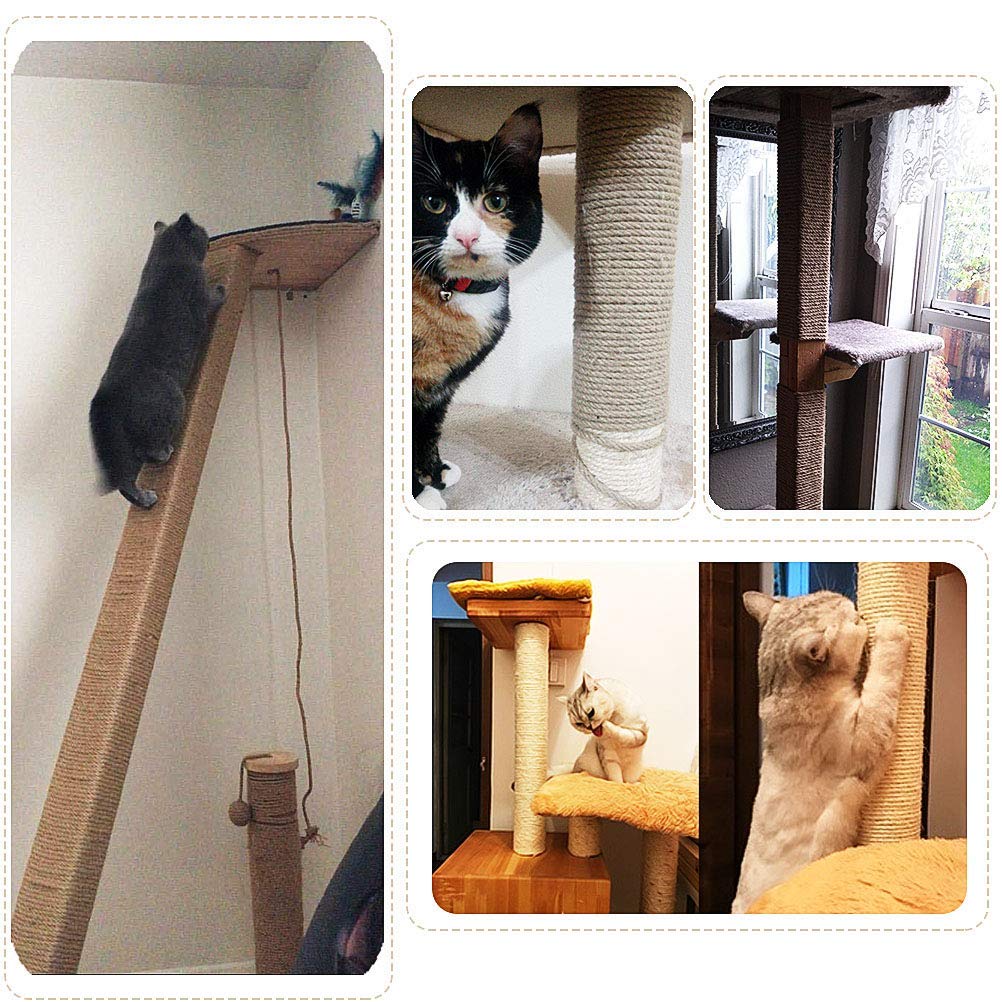 Durable Sisal Rope Cat Scratching Post Replacement - Natural Hemp Rope for Cat Trees & Towers - Perfect for Indoor Cat Furniture & Scratching Needs