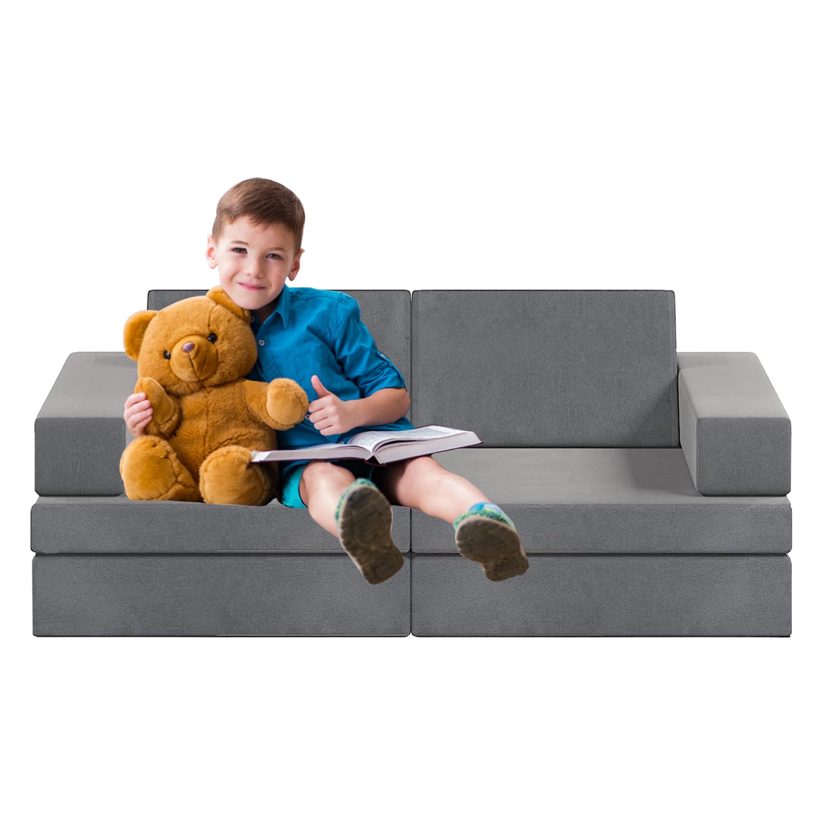 Modular Play Couch Sofa for Kids - Creative & Imaginative Furniture Set for Toddlers & Babies - Perfect for Playtime, Lounging & Bedroom Decor (Gray) - Ideal for Playrooms, Daycare Centers & Home Learning Spaces