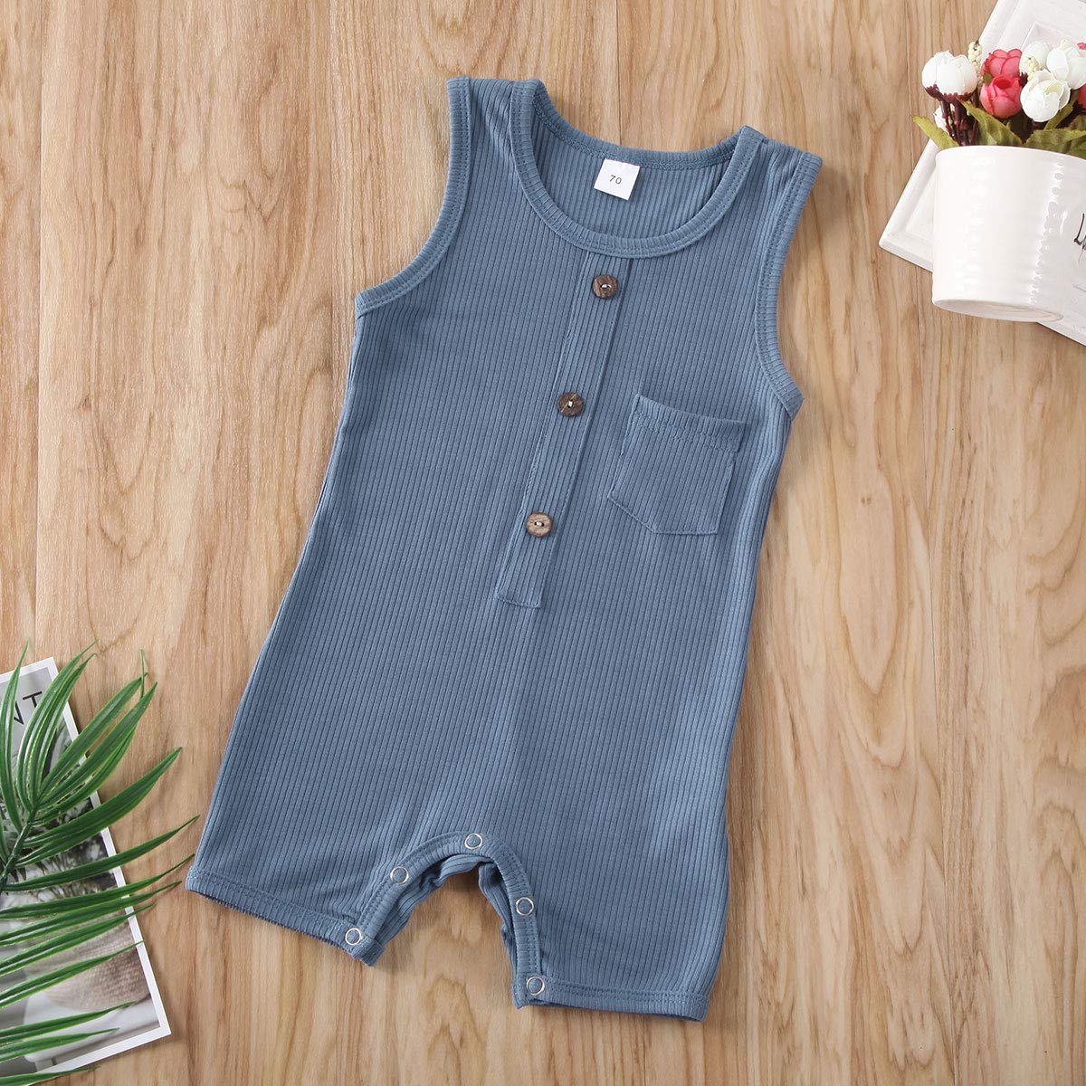 Kuriozud Newborn Baby Romper - Sleeveless Jumpsuit for Boys & Girls | Soft Cotton Infant Bodysuit for Summer, Playtime & Photo Shoots